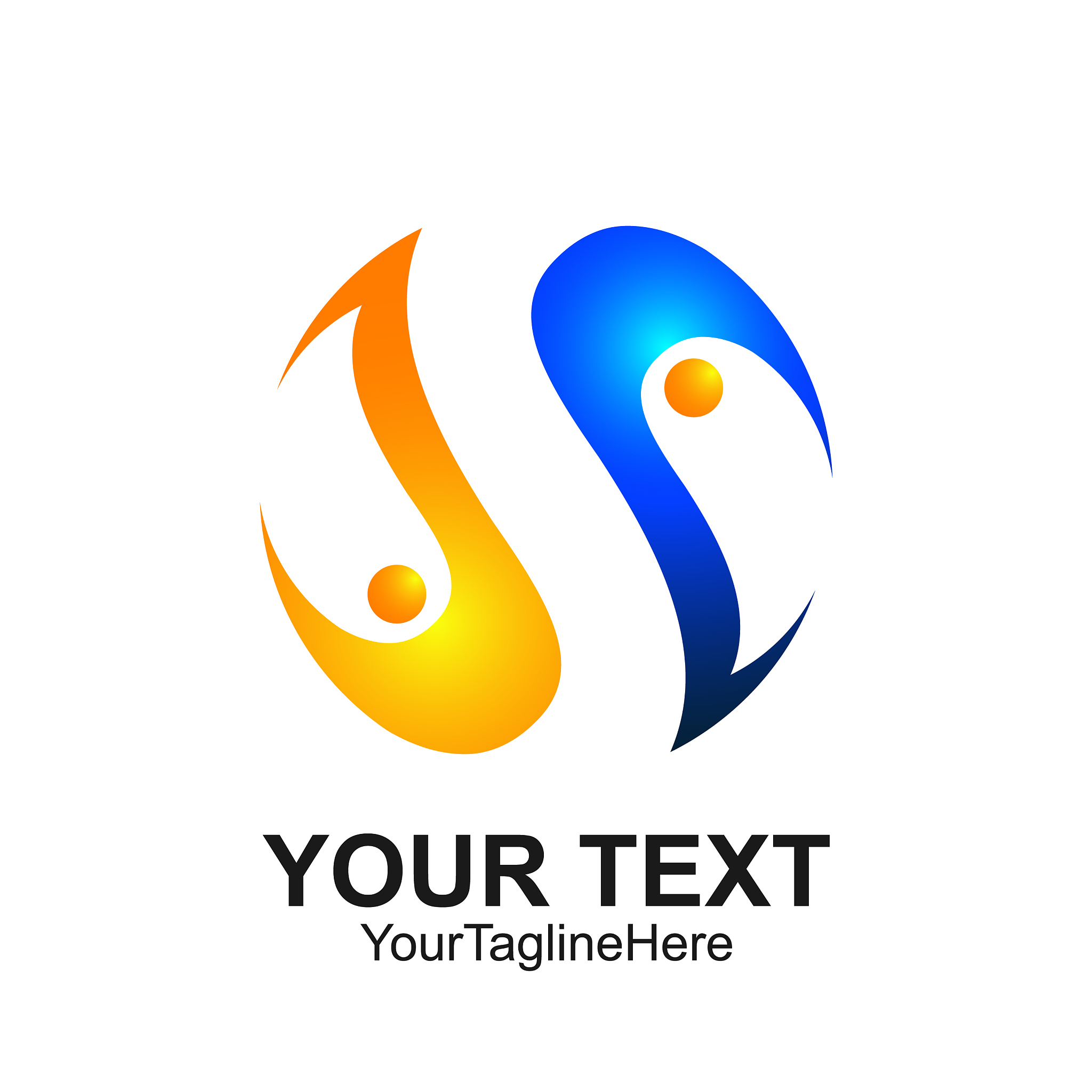 letter s logo design template colored blue orange