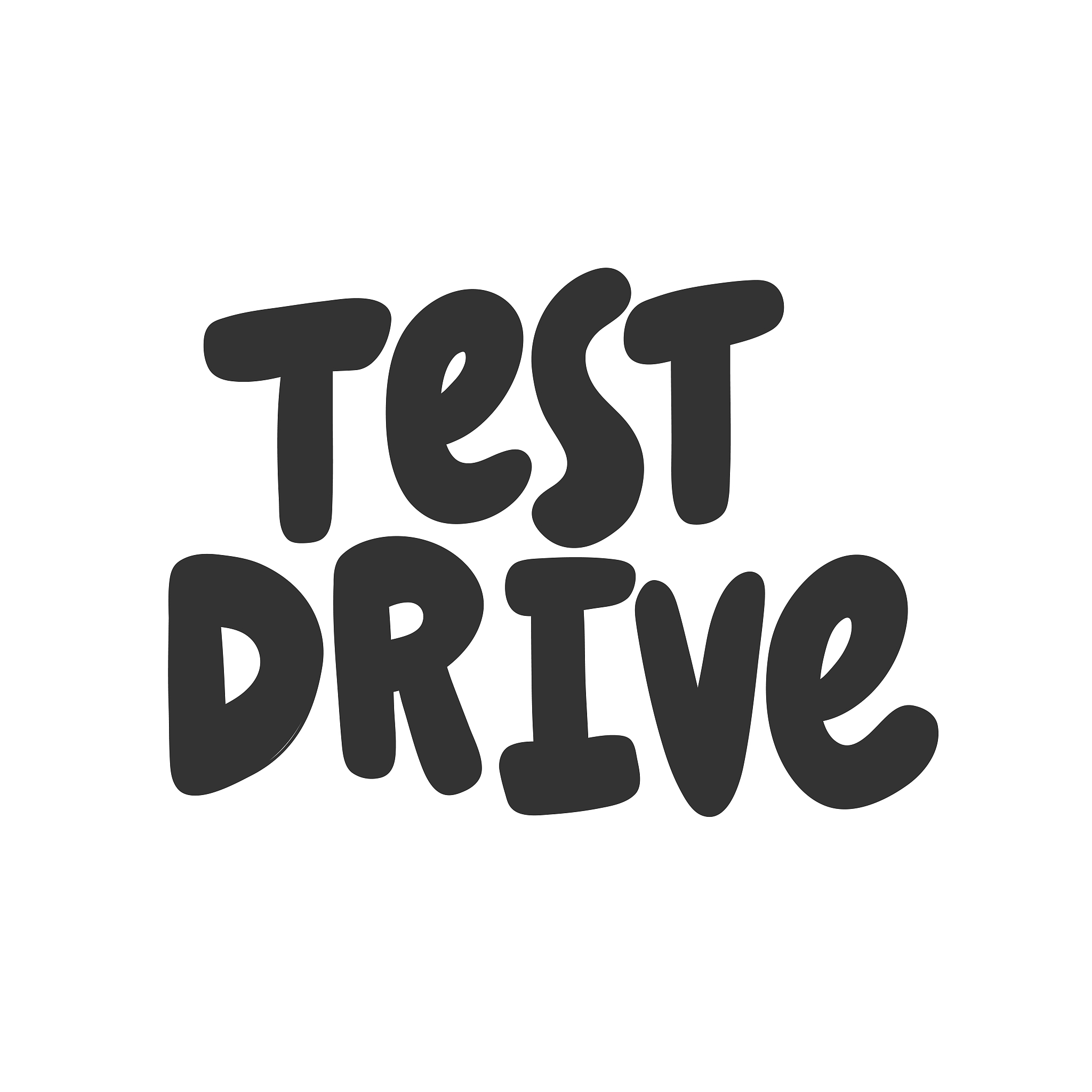 test drive. vector hand drawn illustration with cartoon letterin