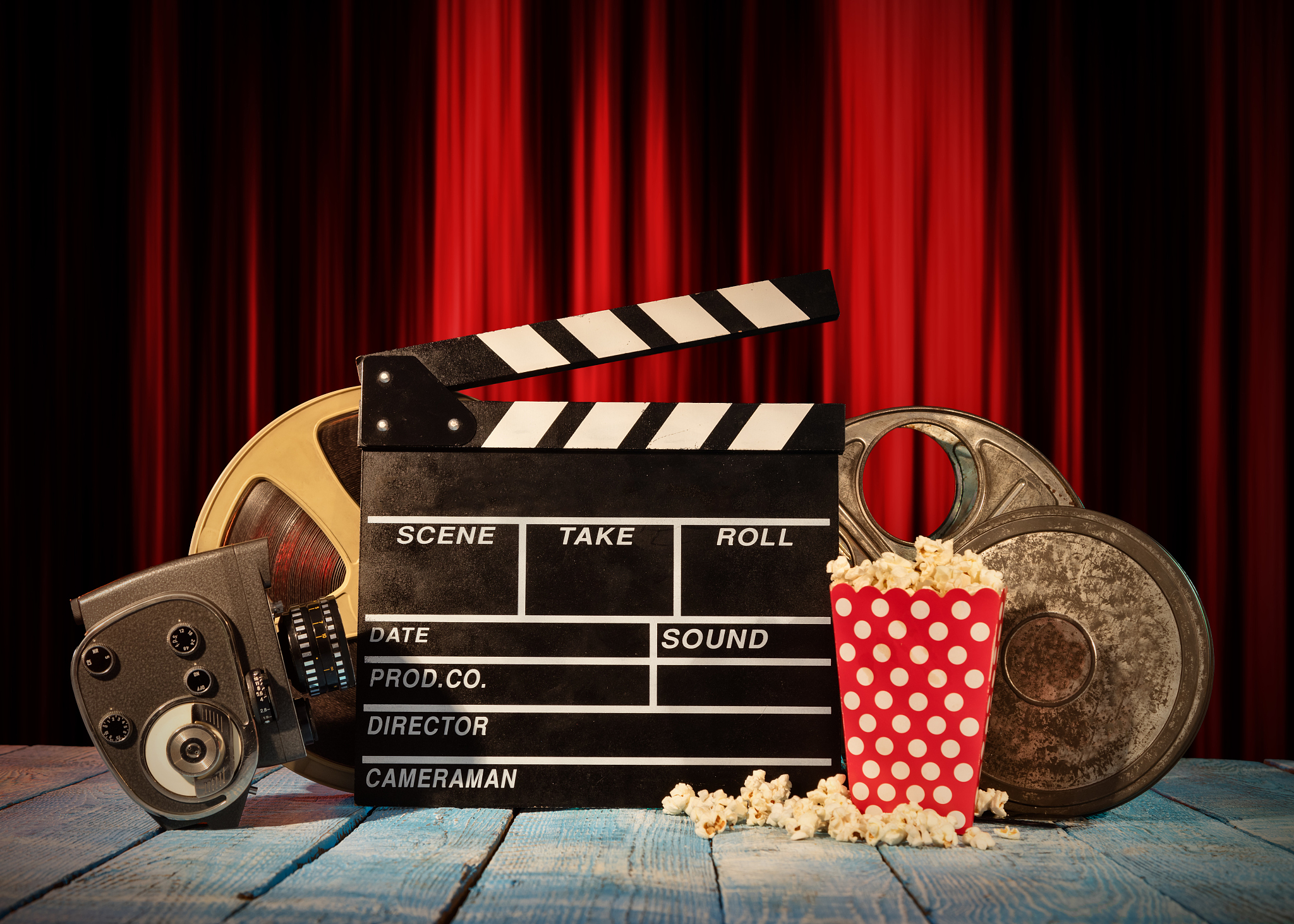 retro film production accessories still life.