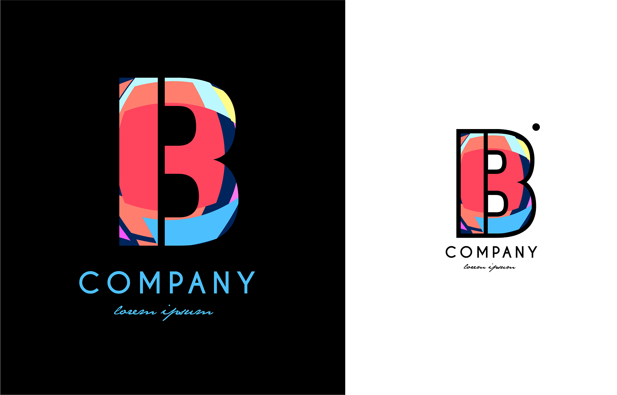 b blue red letter alphabet logo icon design