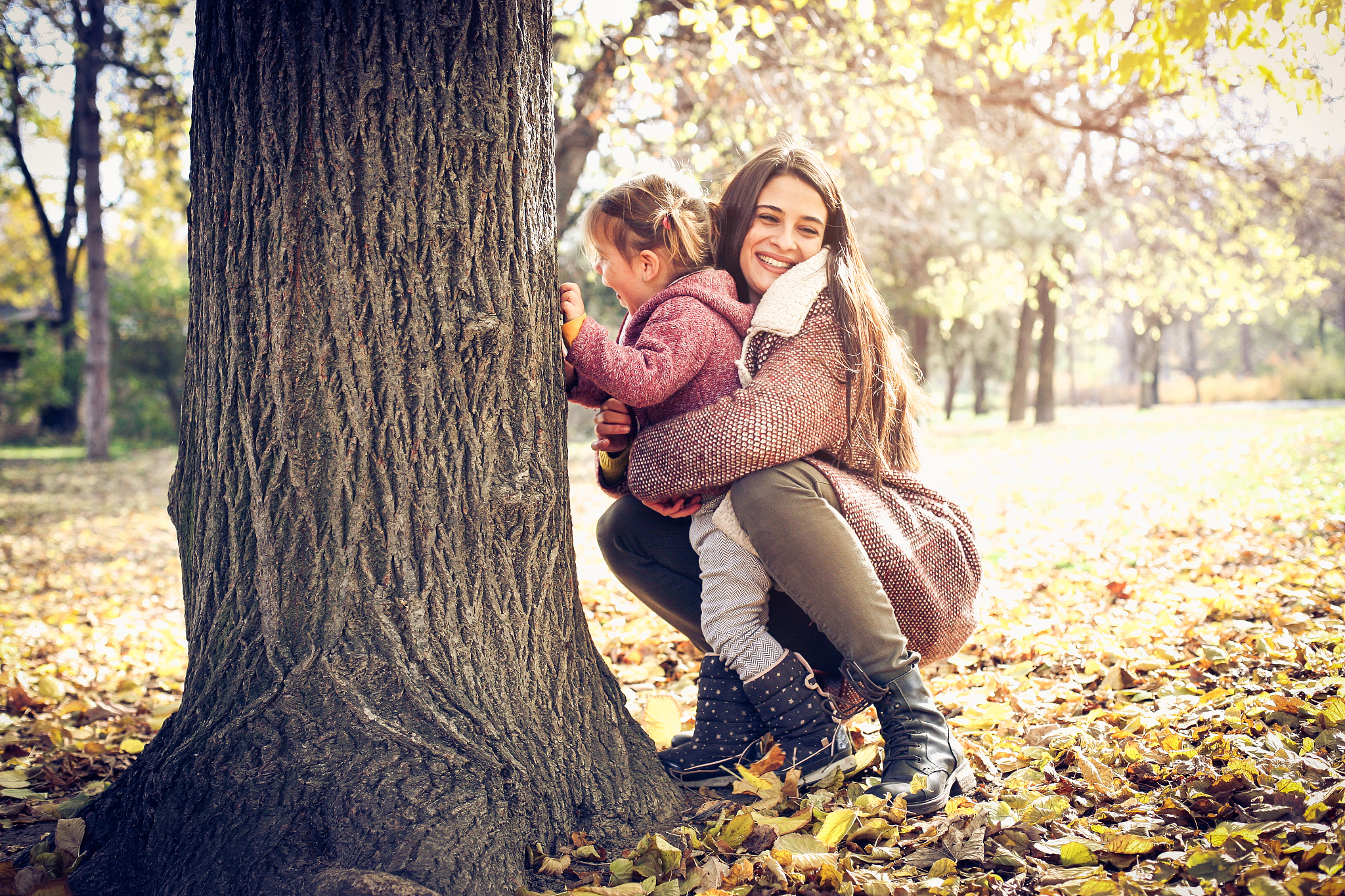 mother with daughter in nature.
