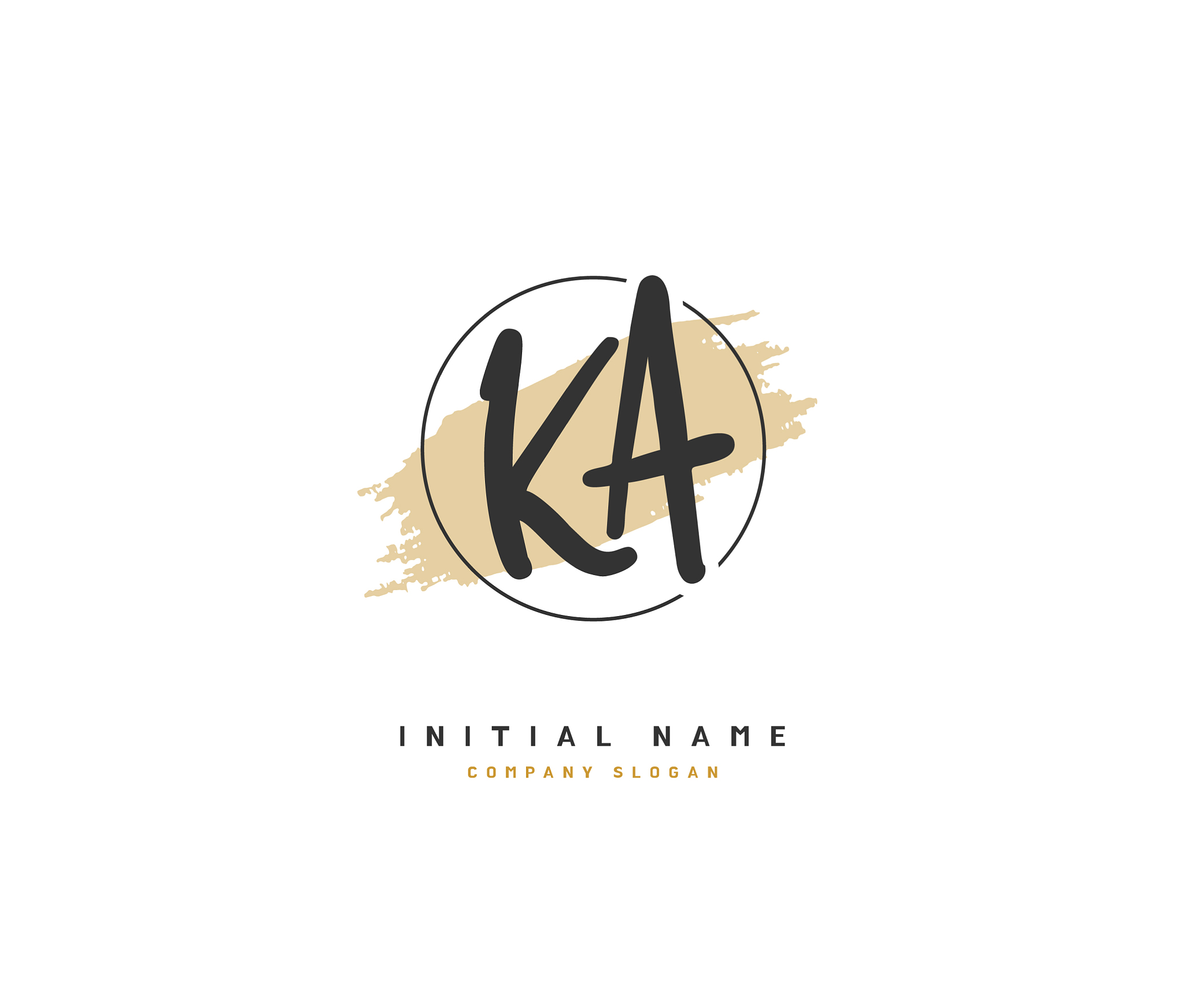 k a ka beauty initial logo handwriting logo of