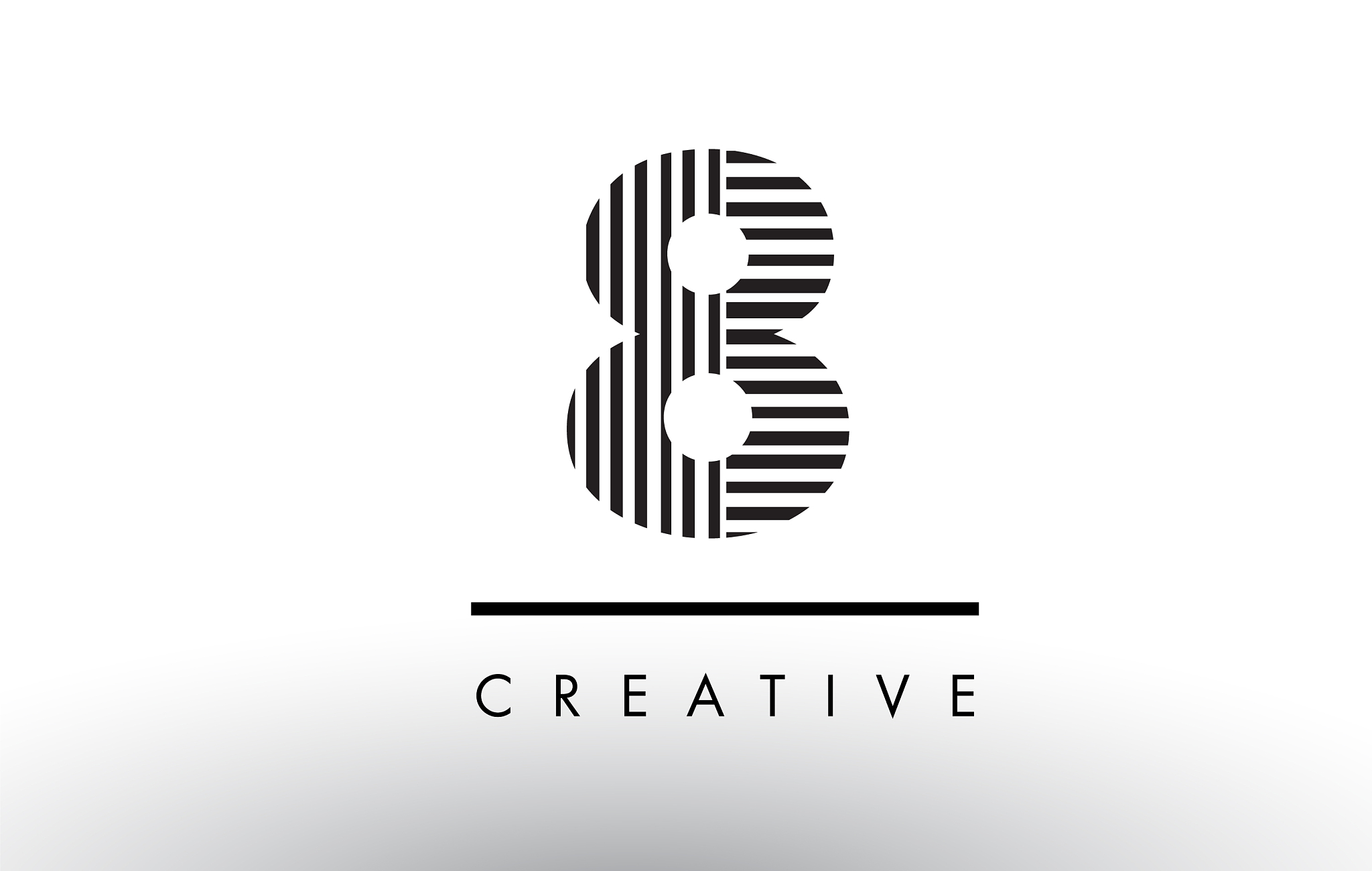 8 black and white lines number logo design