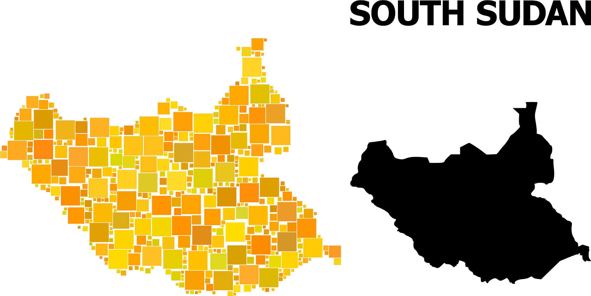 gold square pattern map south sudan