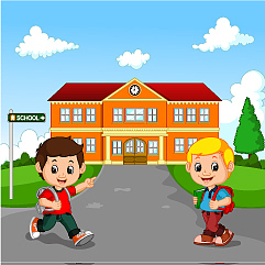 little boy going to school