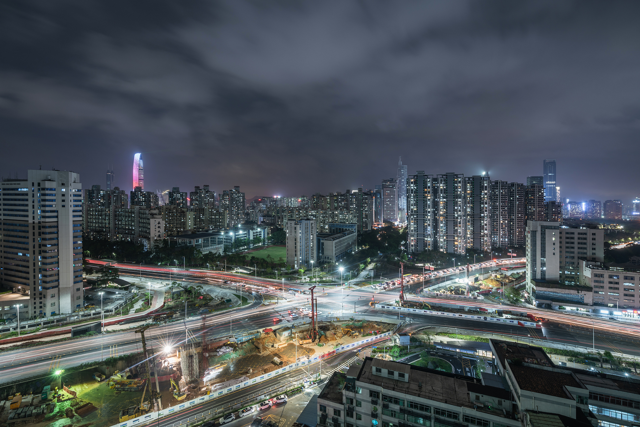 overpass in night ,shenzhen