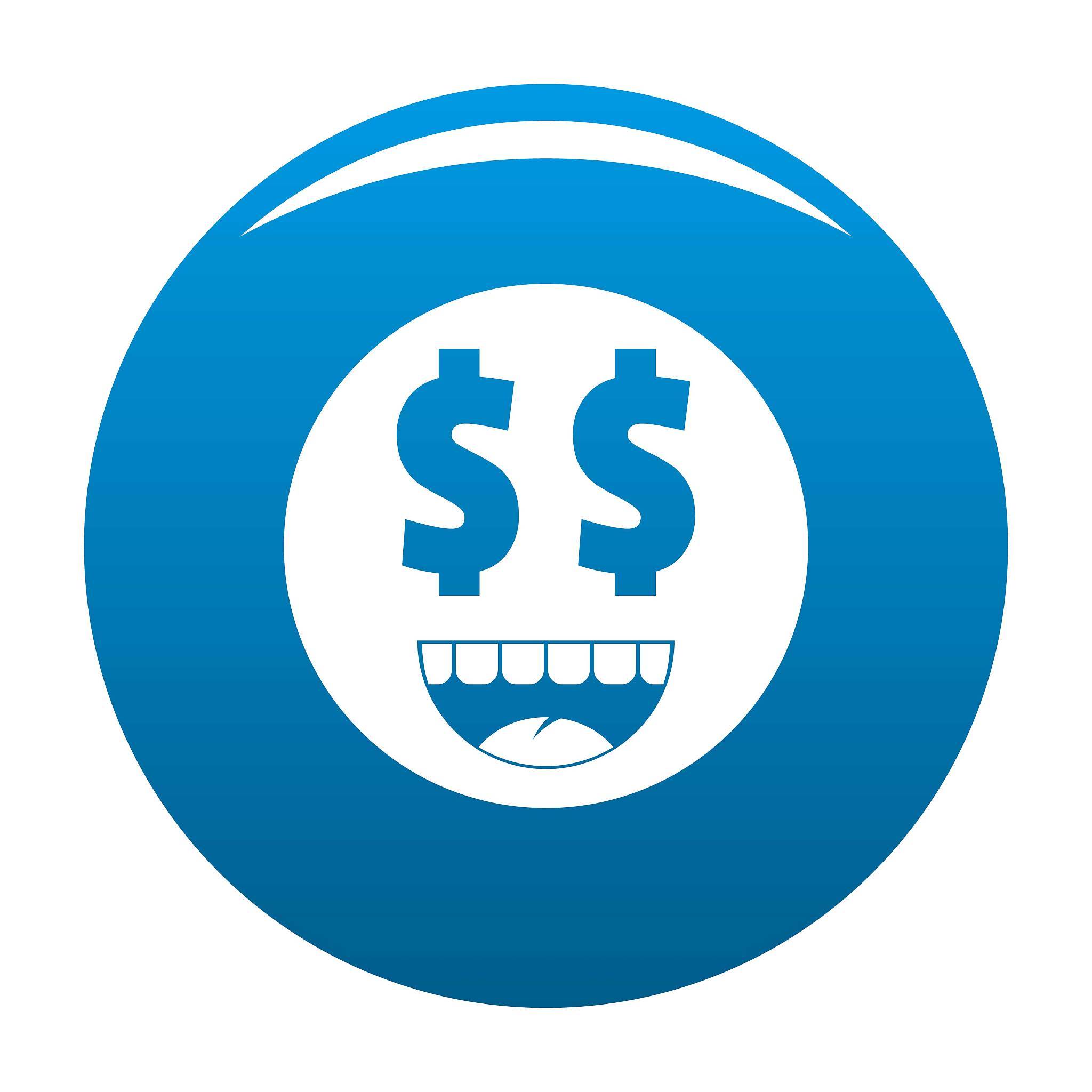 money smile icon blue vector