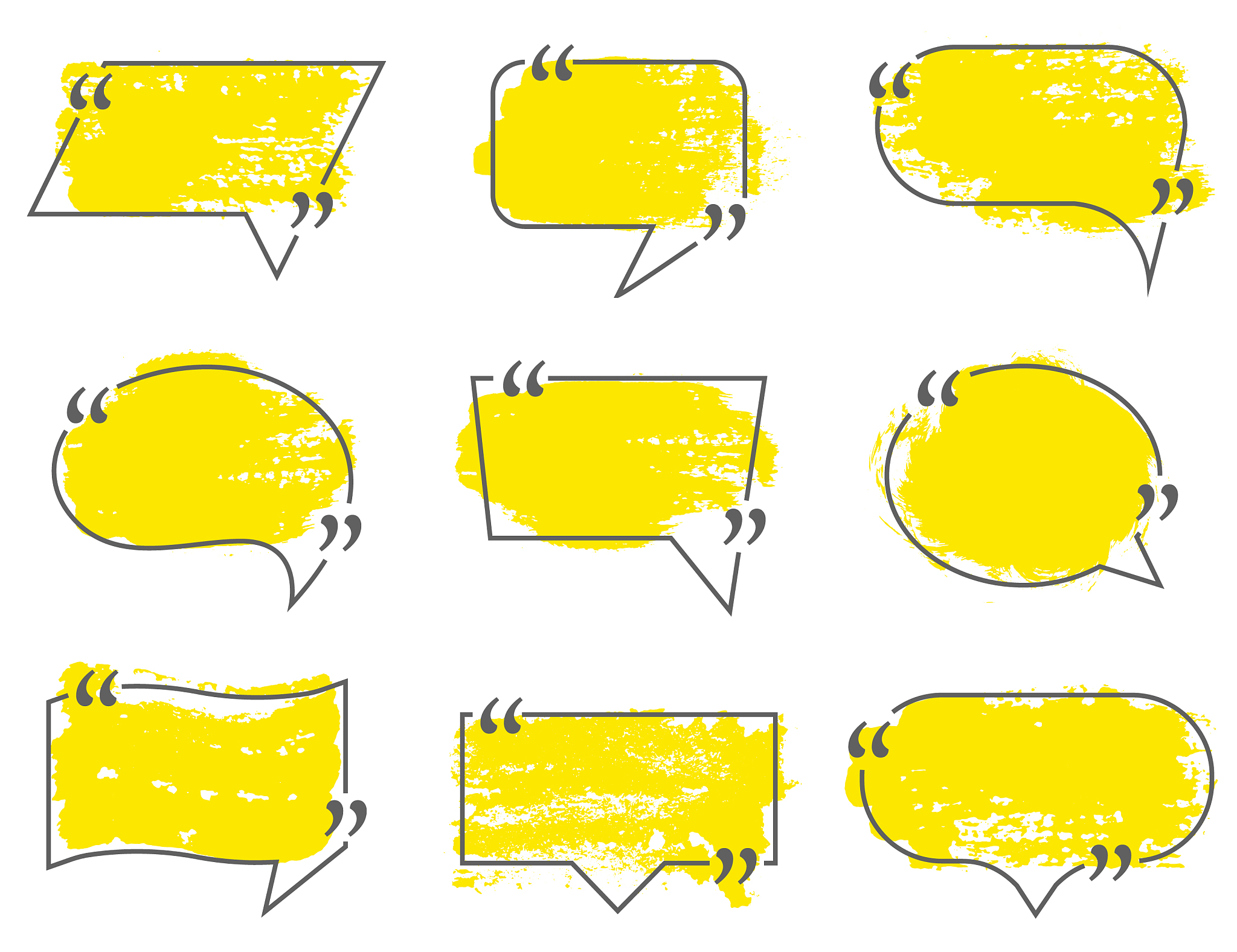 speech bubbles quote box frame labels set