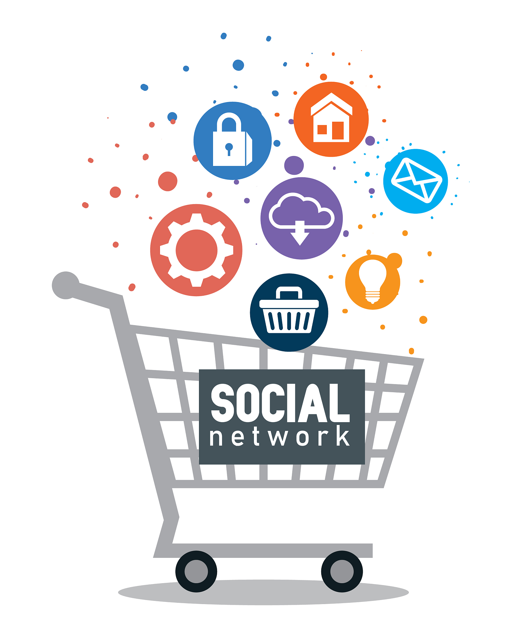 shopping online cart with social apps