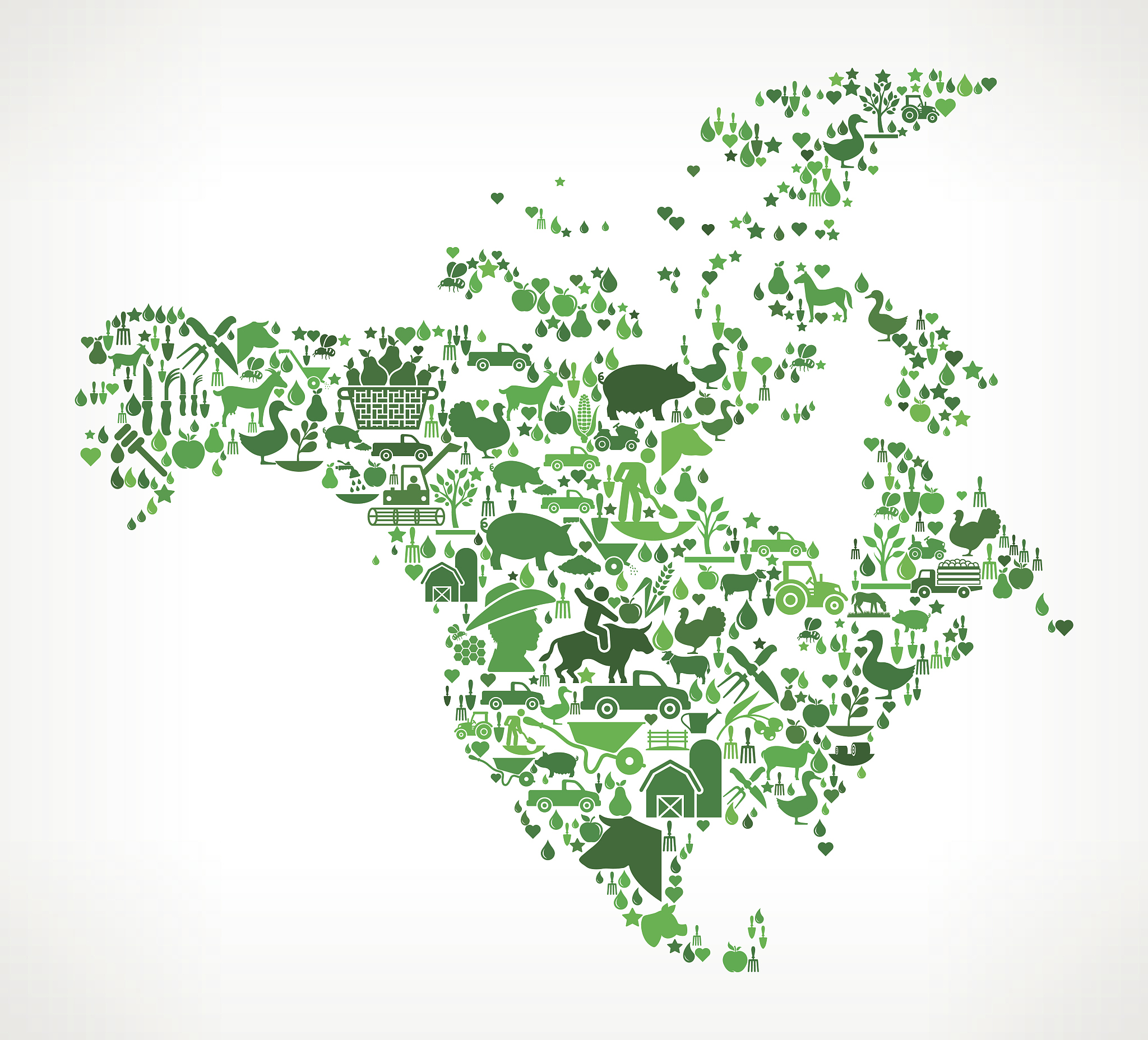 north america farming and agriculture green icon pattern