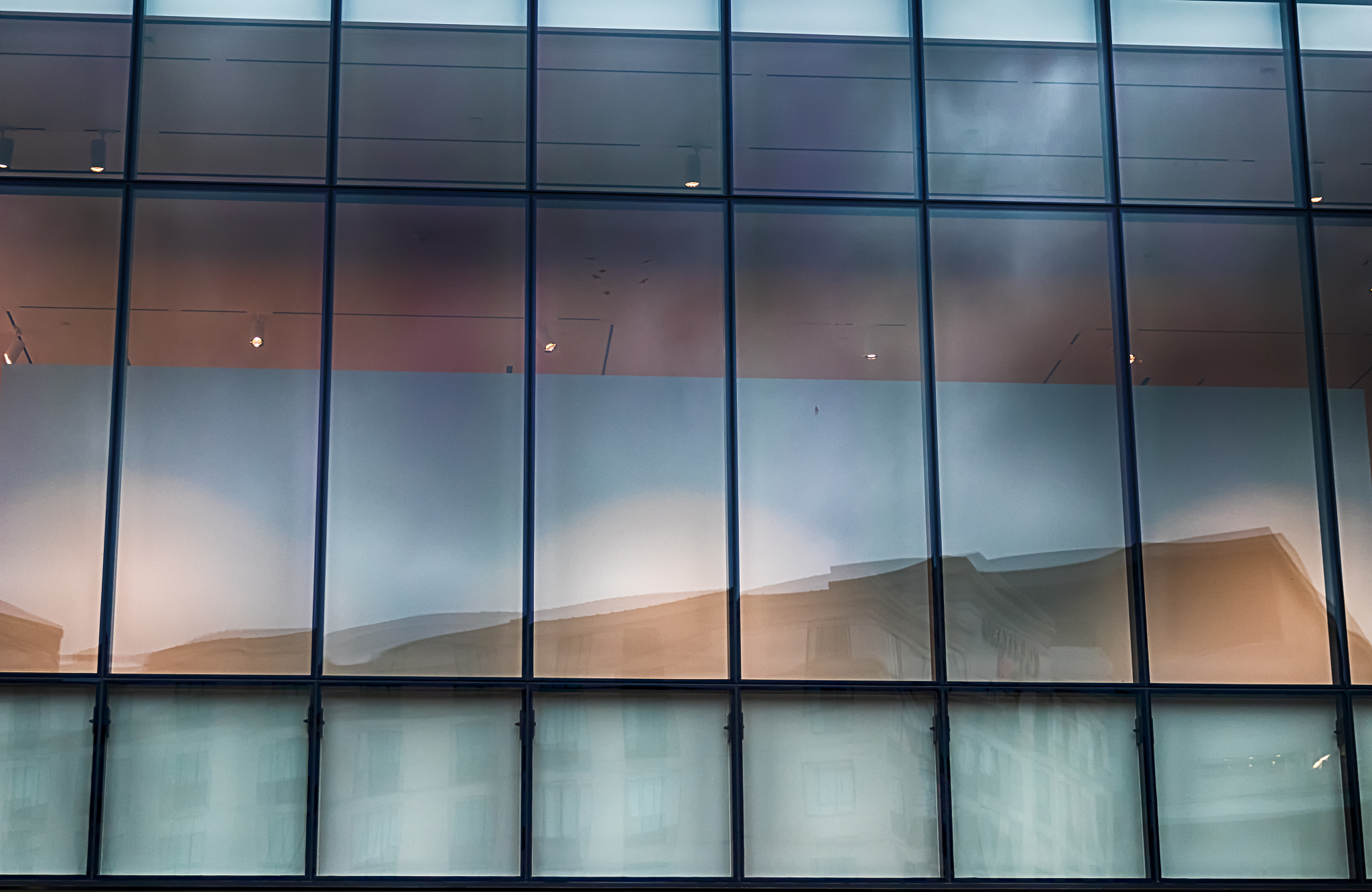 abstract building window glass with light blue reflections