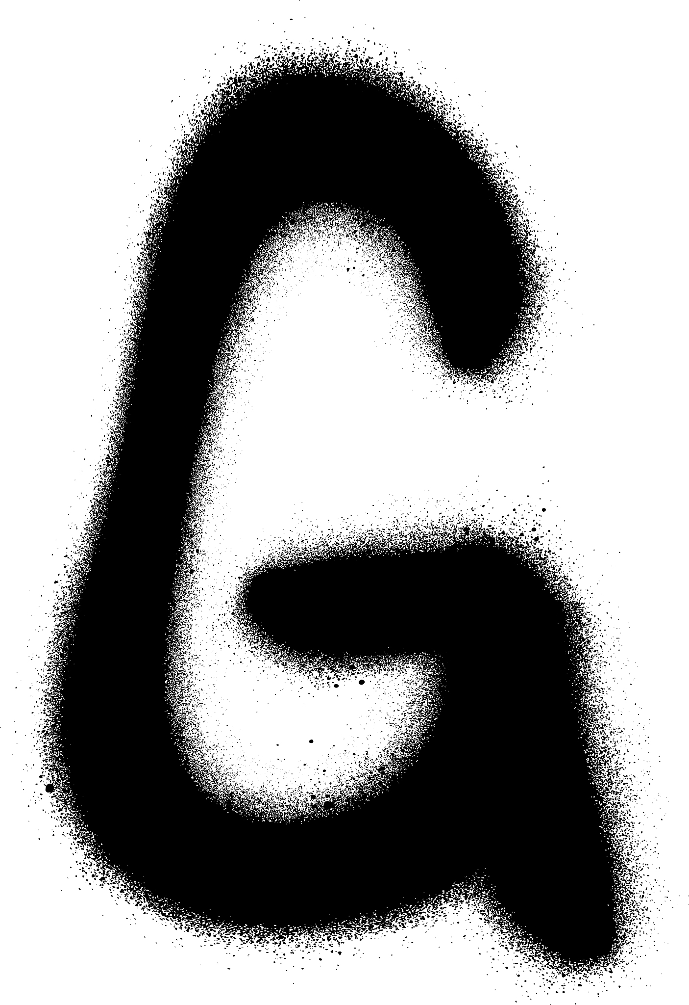 sprayed g font graffiti in black over white