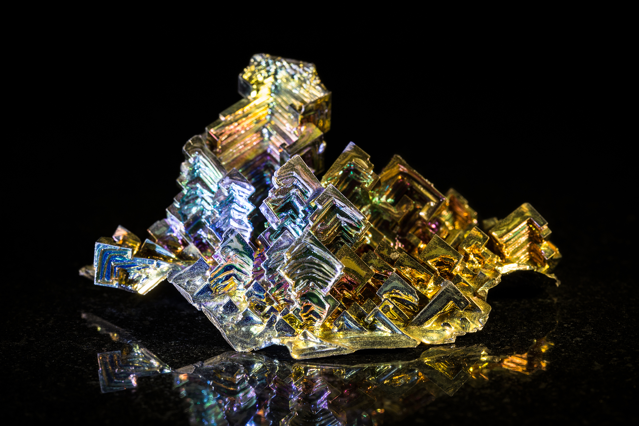 bismuth in front of black