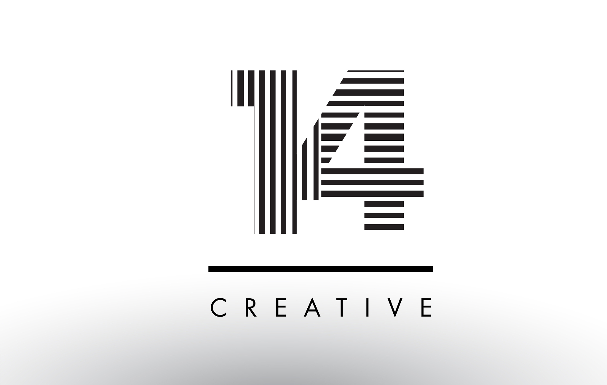 14 black and white lines number logo design