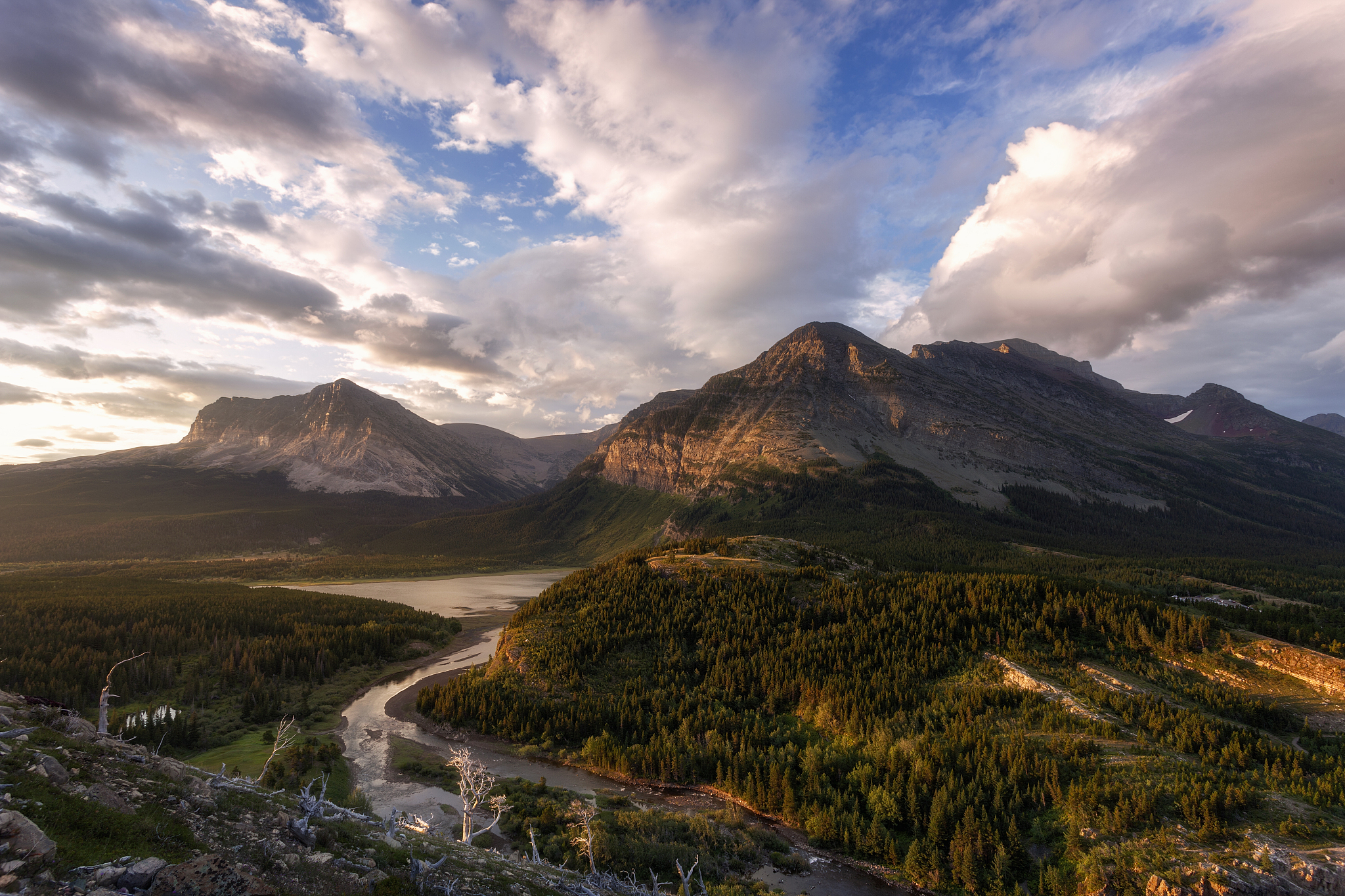 glacier national park - many glacier sunrise - cloud crown