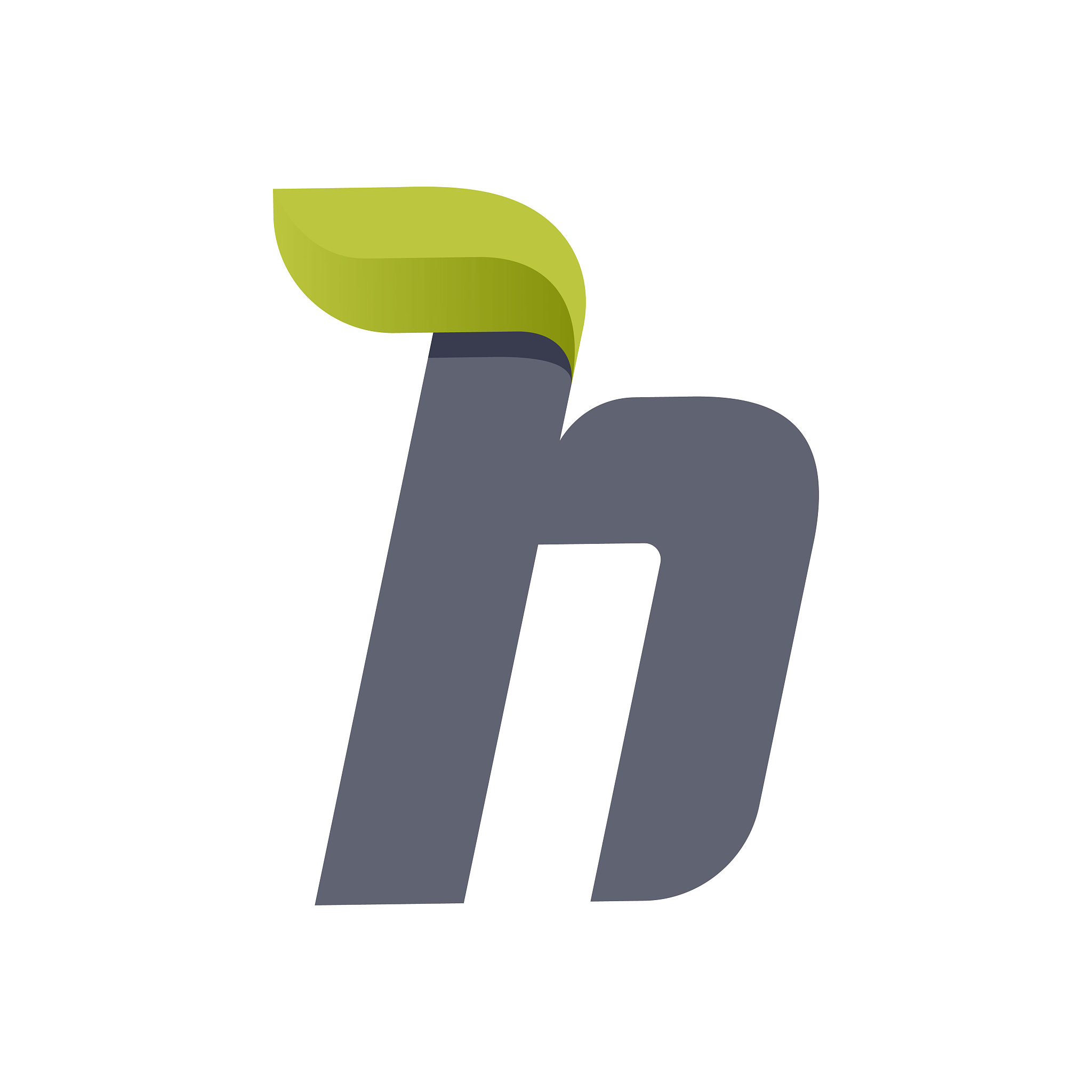h letter eco logo with green leaf.