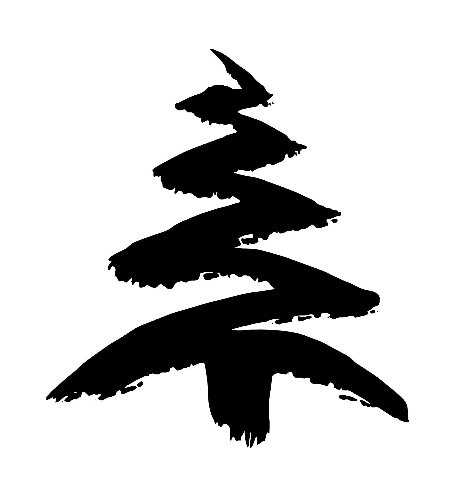 hand drawn christmas tree isolated on a white background.