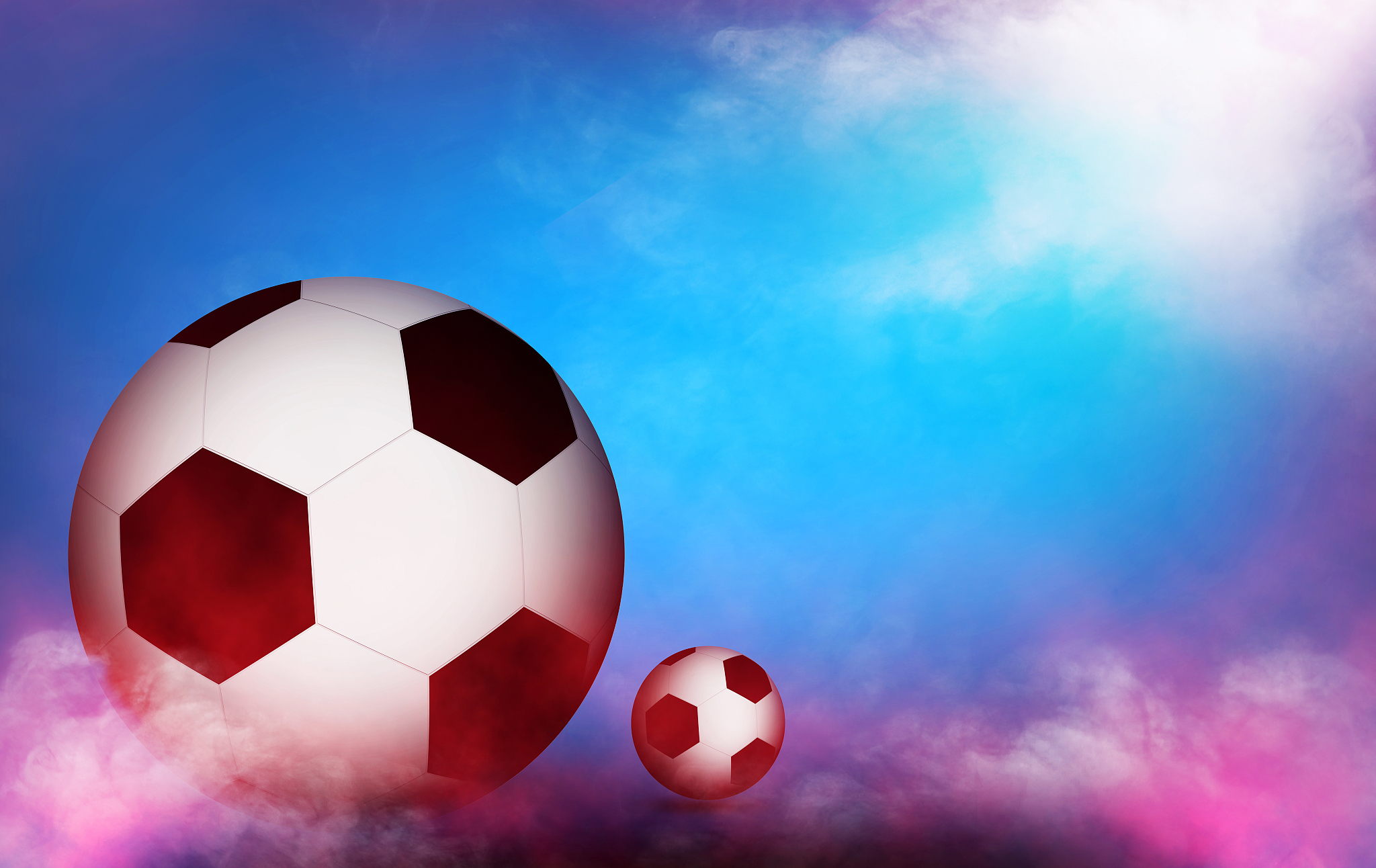 football championship with ball on colorful background, over lig