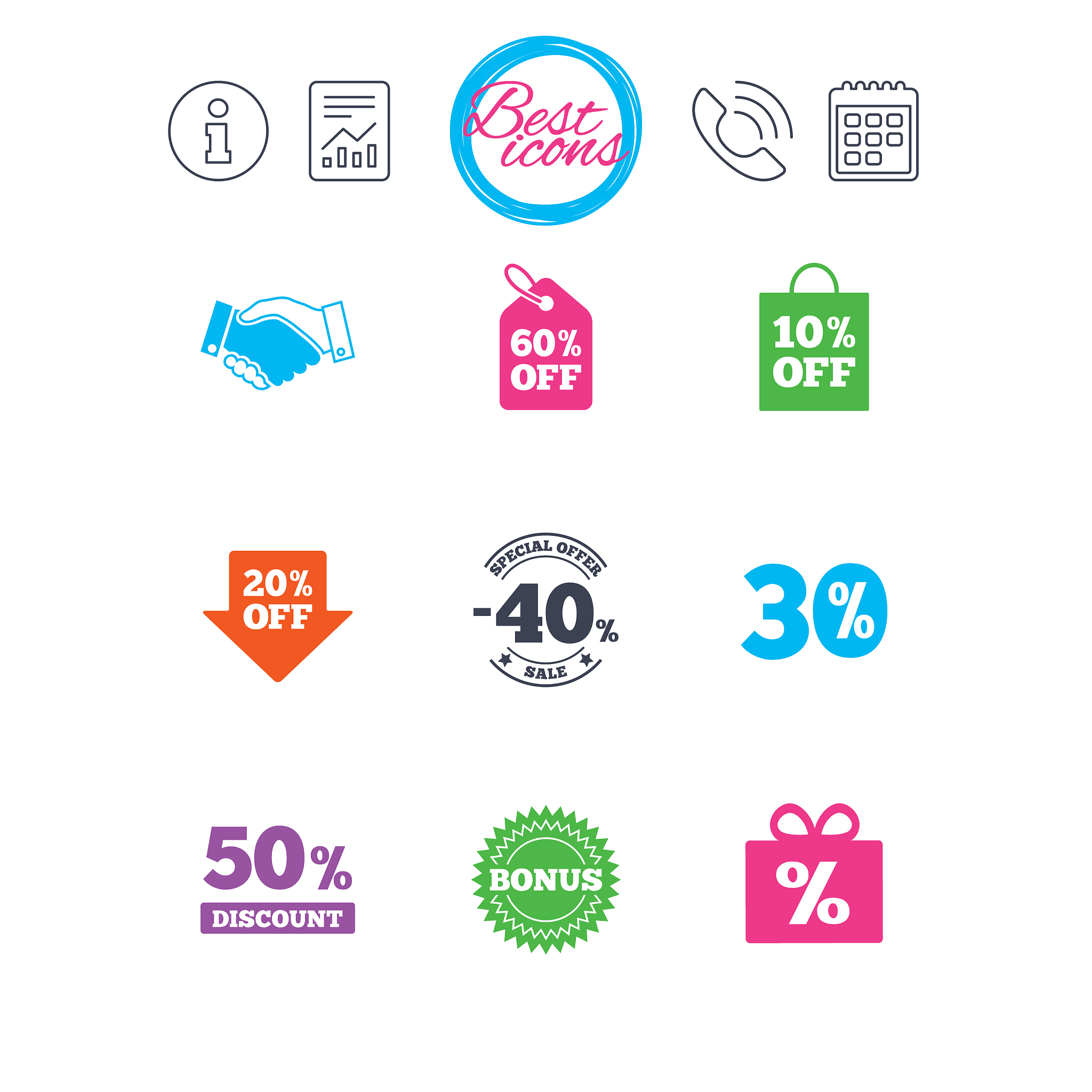 sale discounts icon shopping deal signs