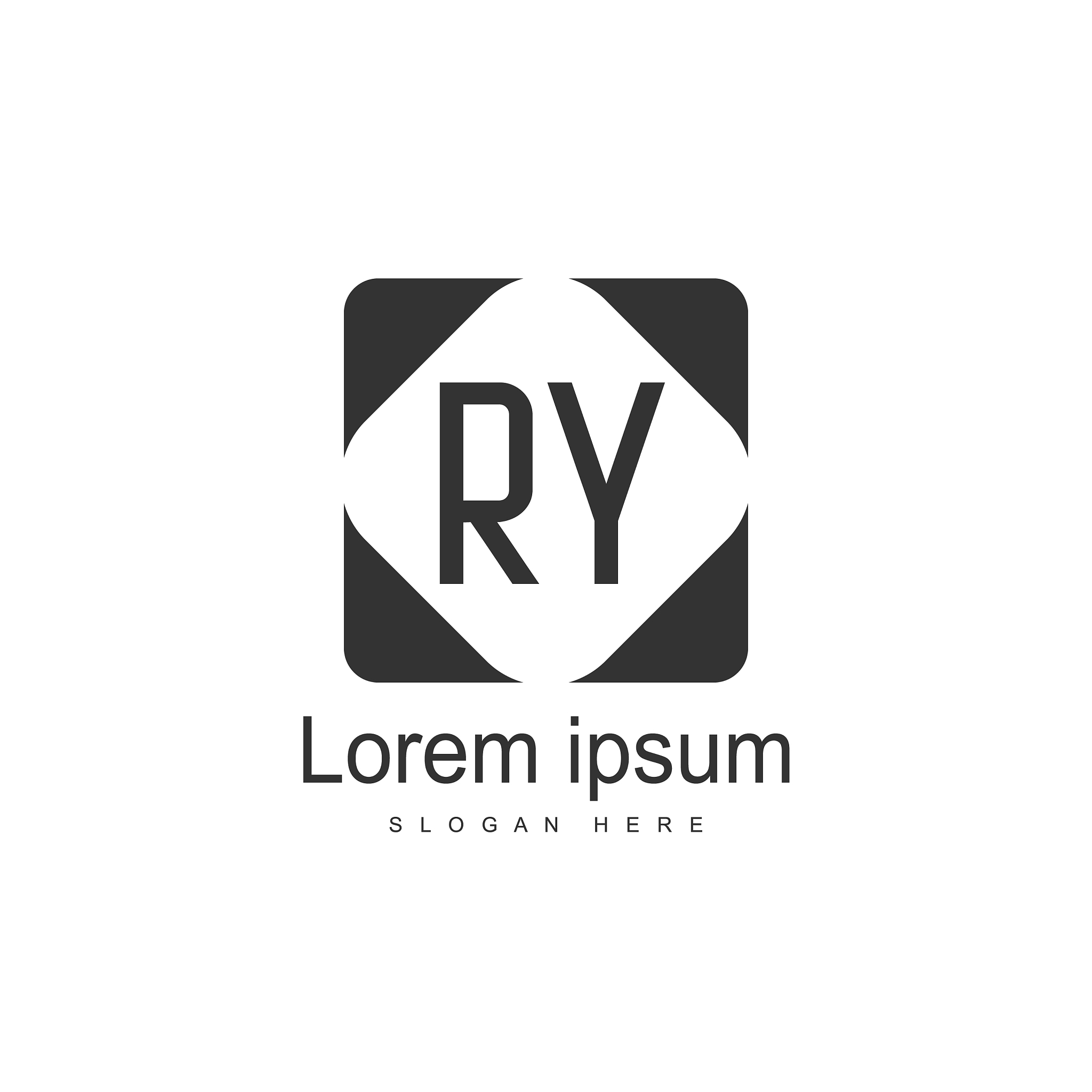 initial ry logo template minimalist letter logo