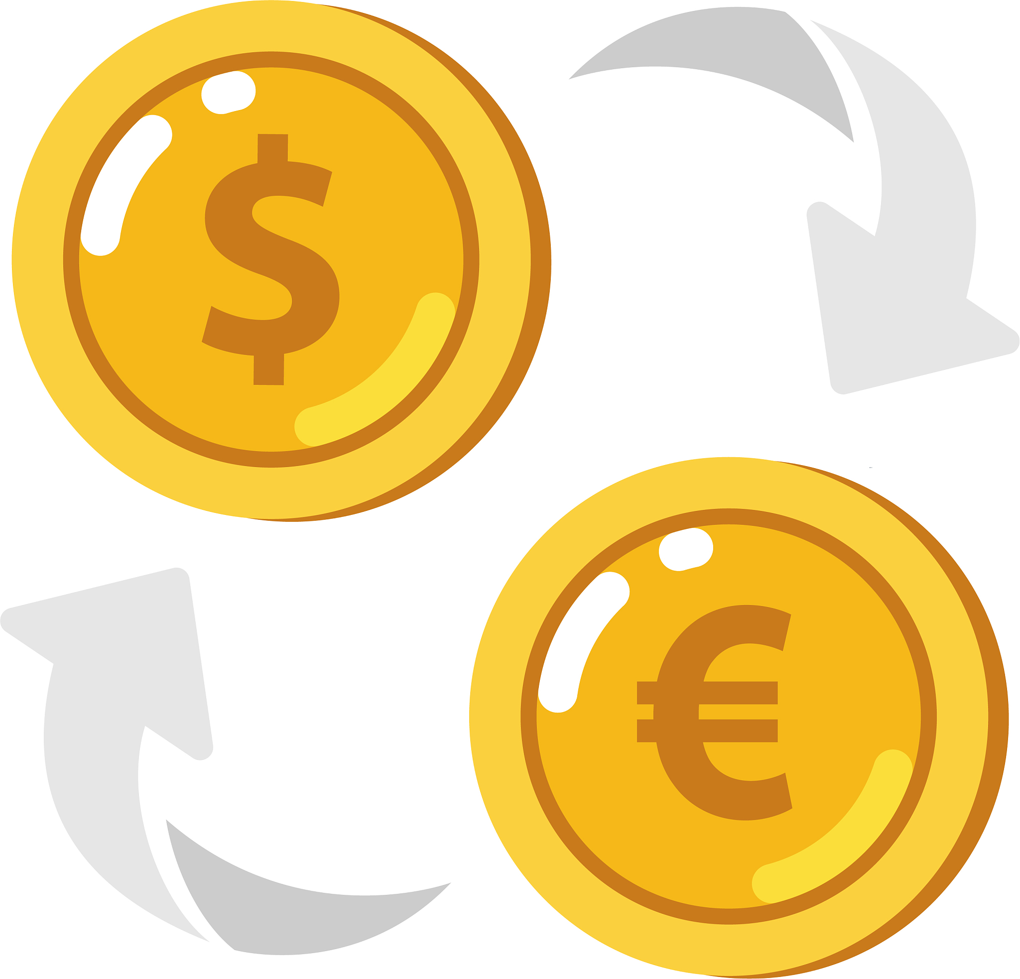 currency exchange icon coin with dollar euro sig