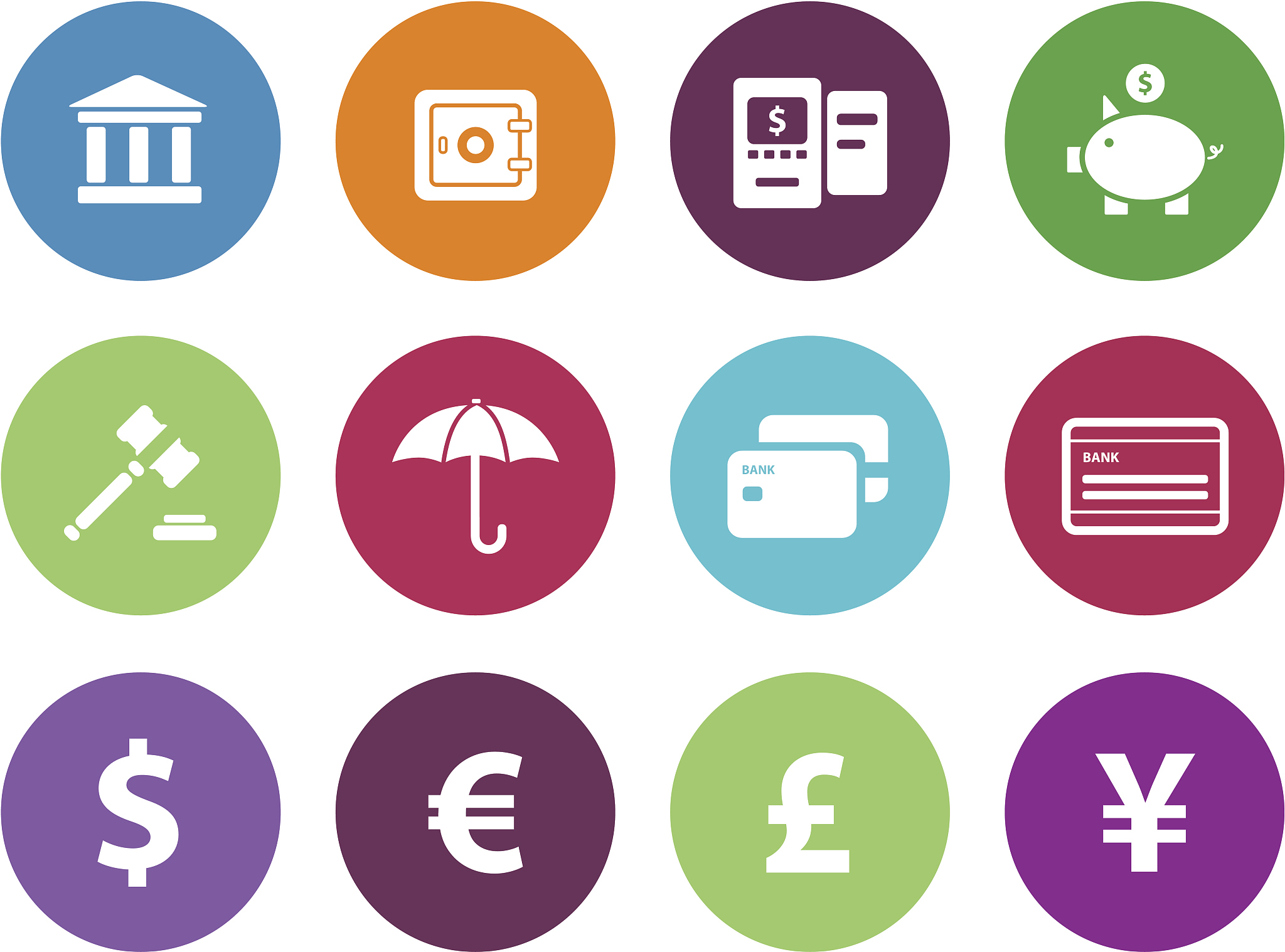 banking icons | Сircle style
