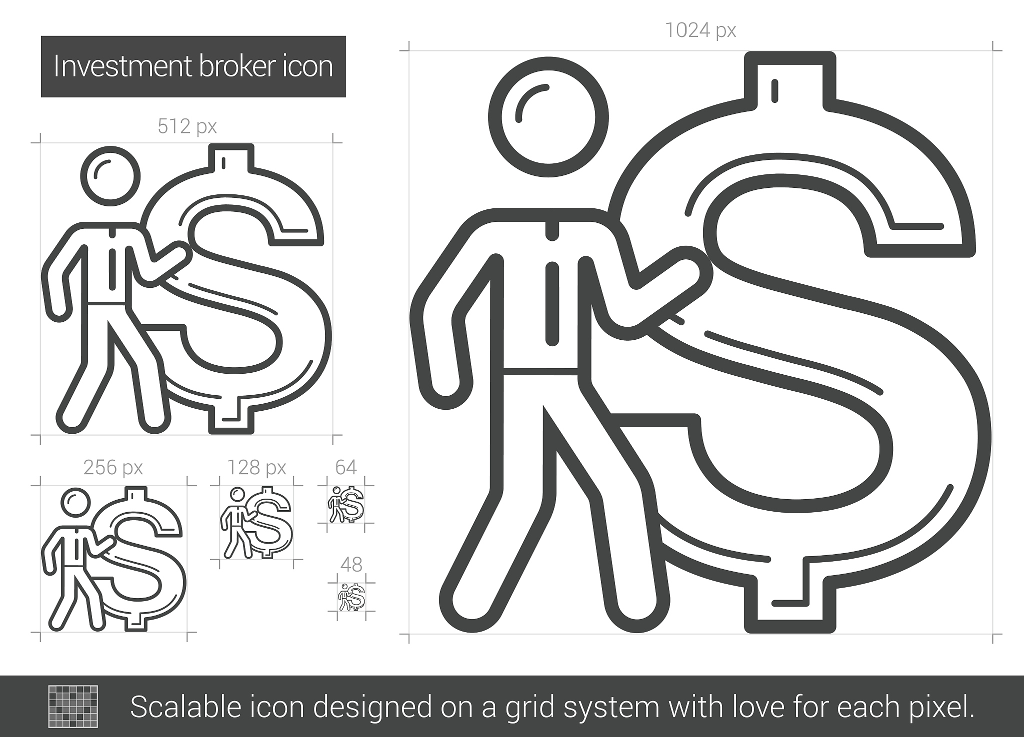 investment broker line icon