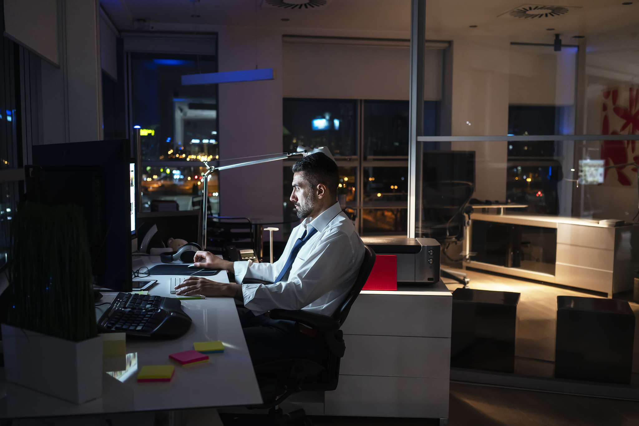 working late