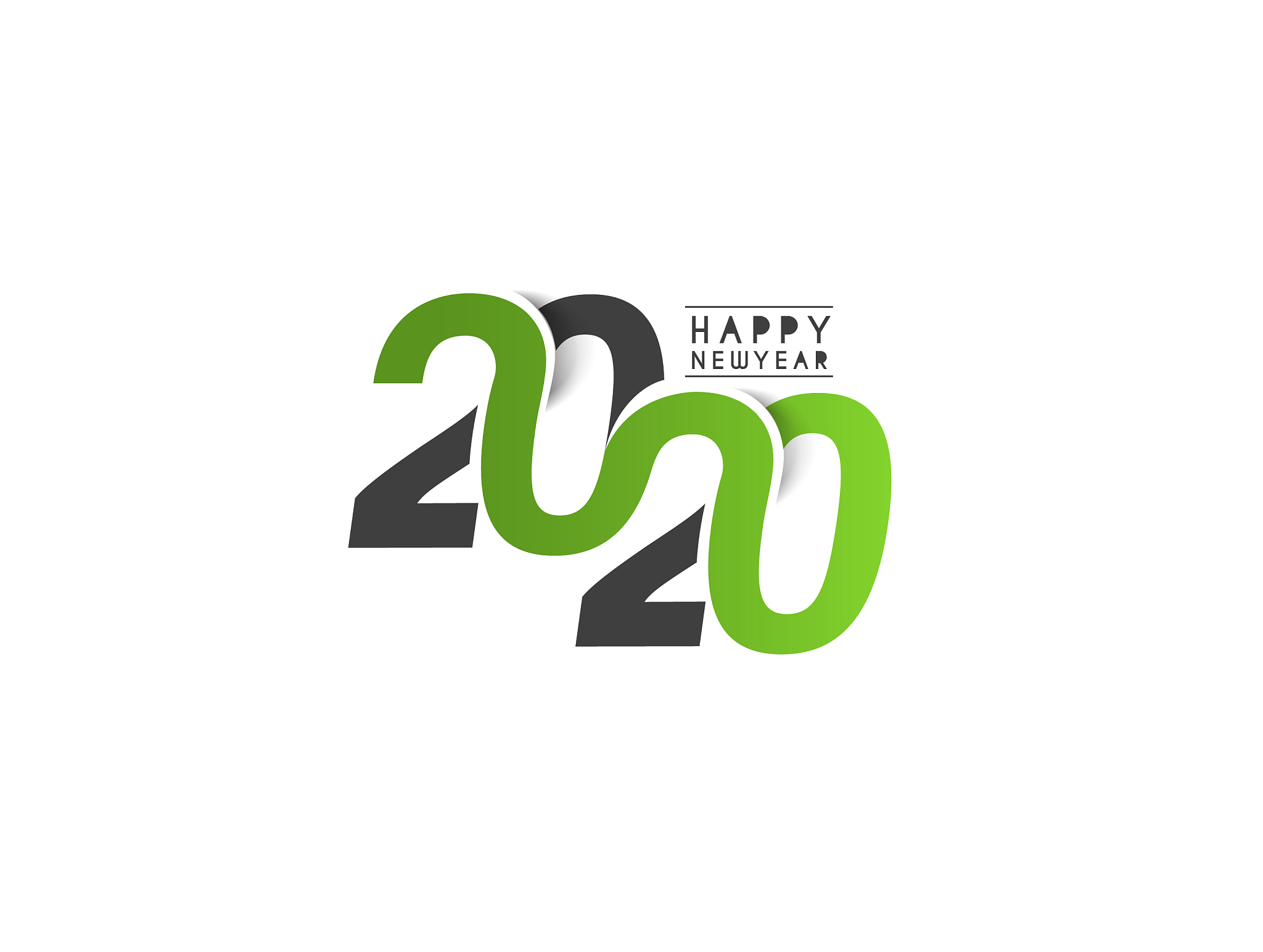 happy new year 2020 text typography design patter