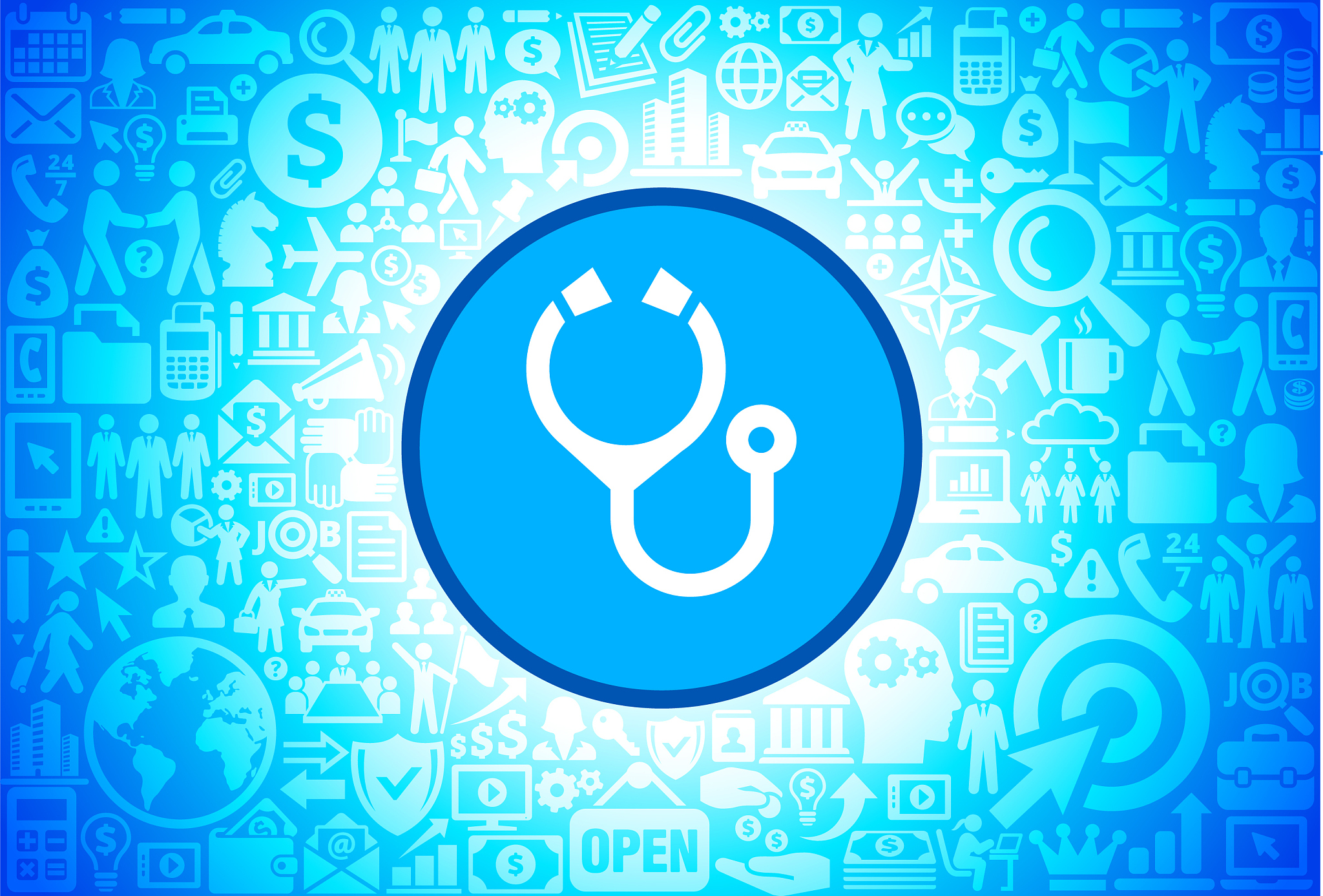 stethoscope icon on business and finance vector background