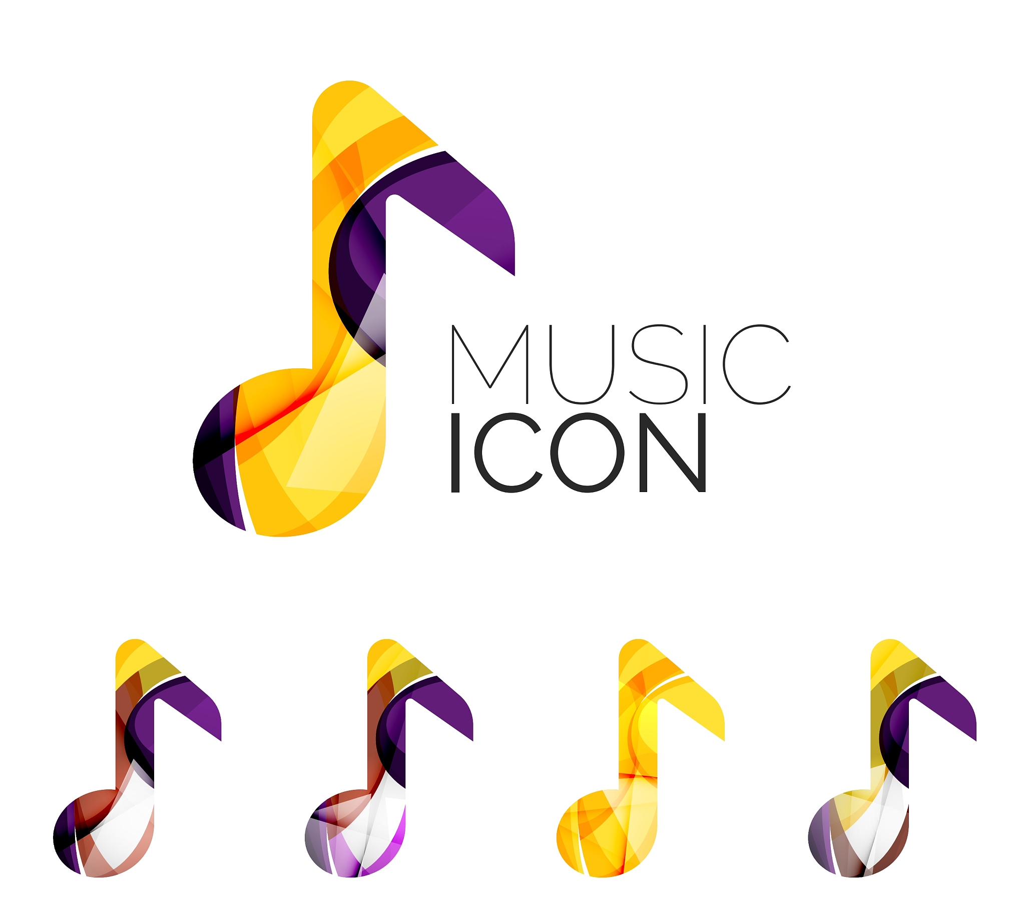 set of abstract music note icon business logotype