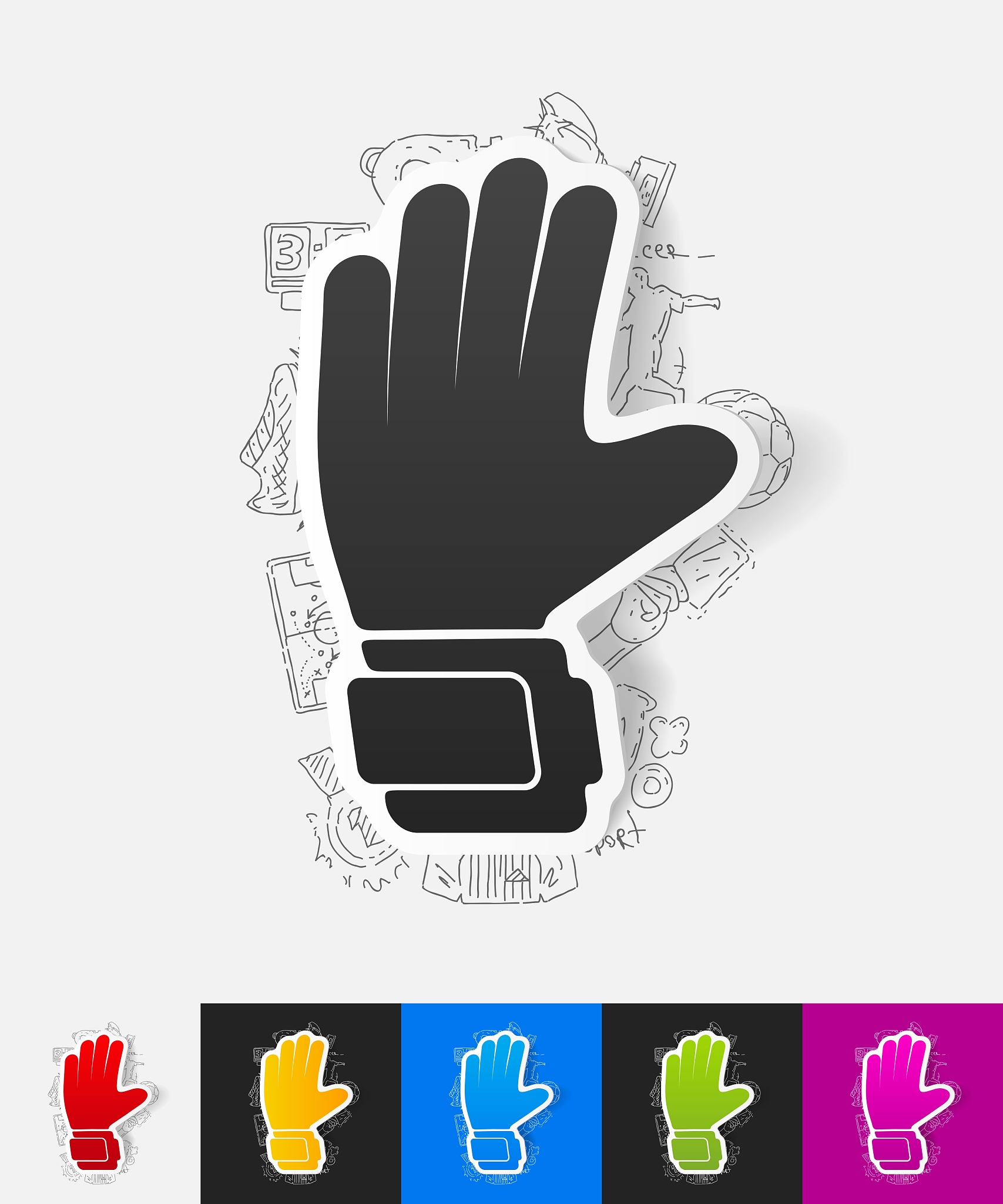 gloves paper sticker with hand drawn elements