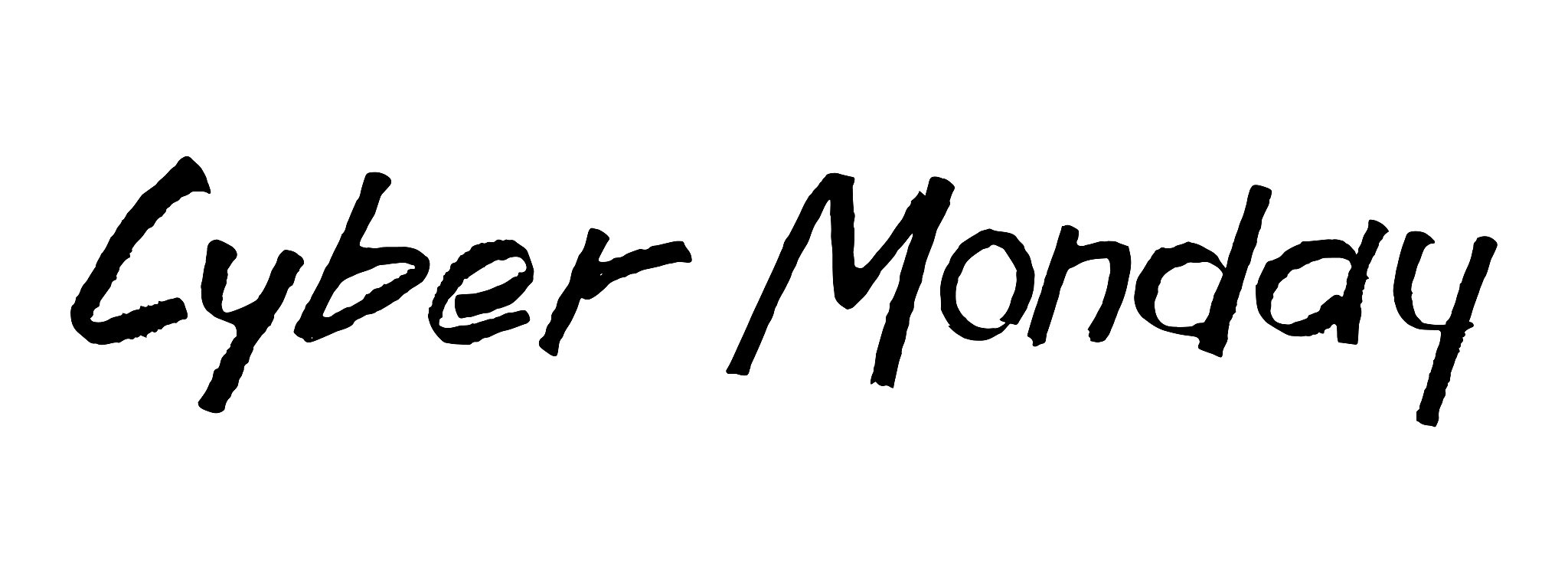 cyber monday hand drawn custom lettering text on white backgroun
