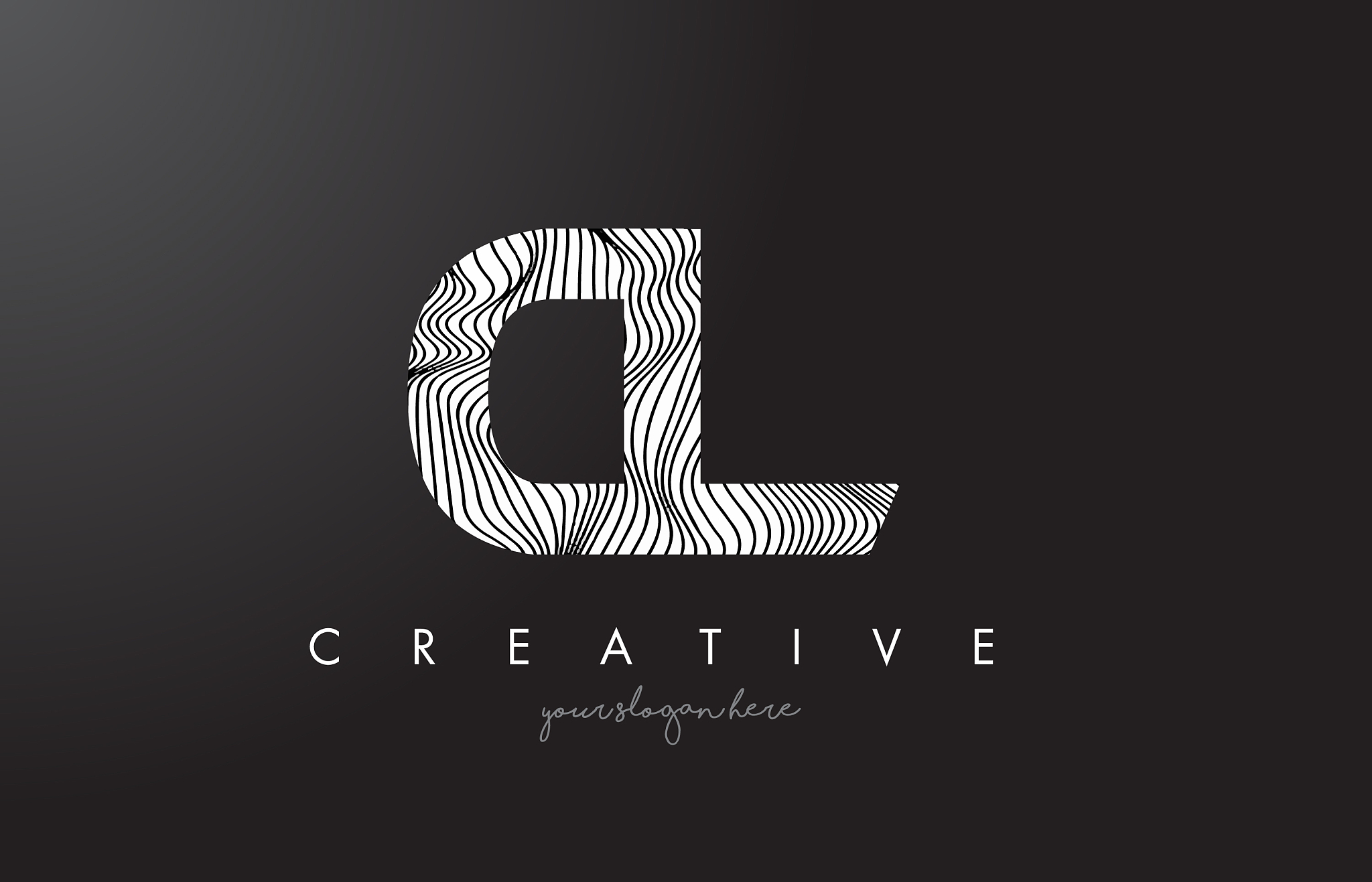 cl c l letter logo with zebra lines texture