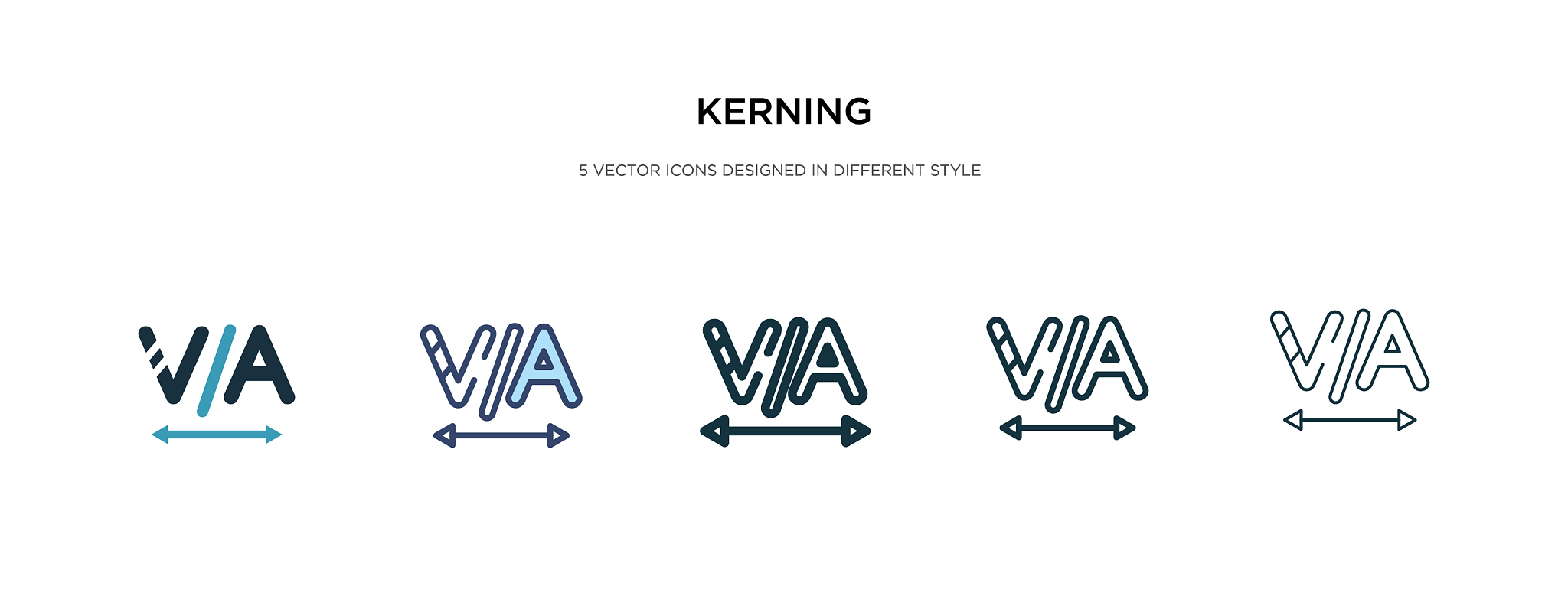 kerning icon in different style two colored and