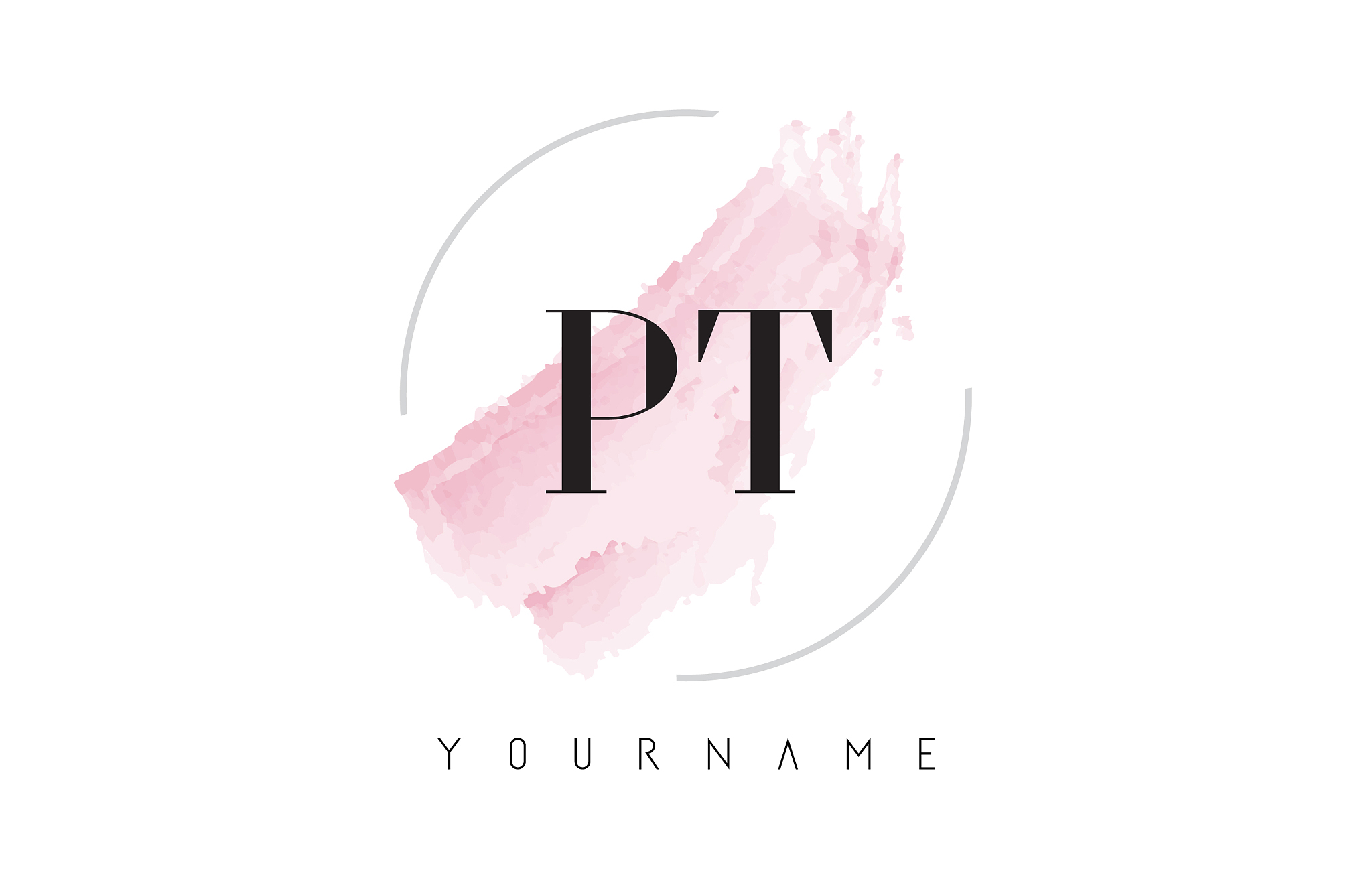 pt p t watercolor letter logo design with