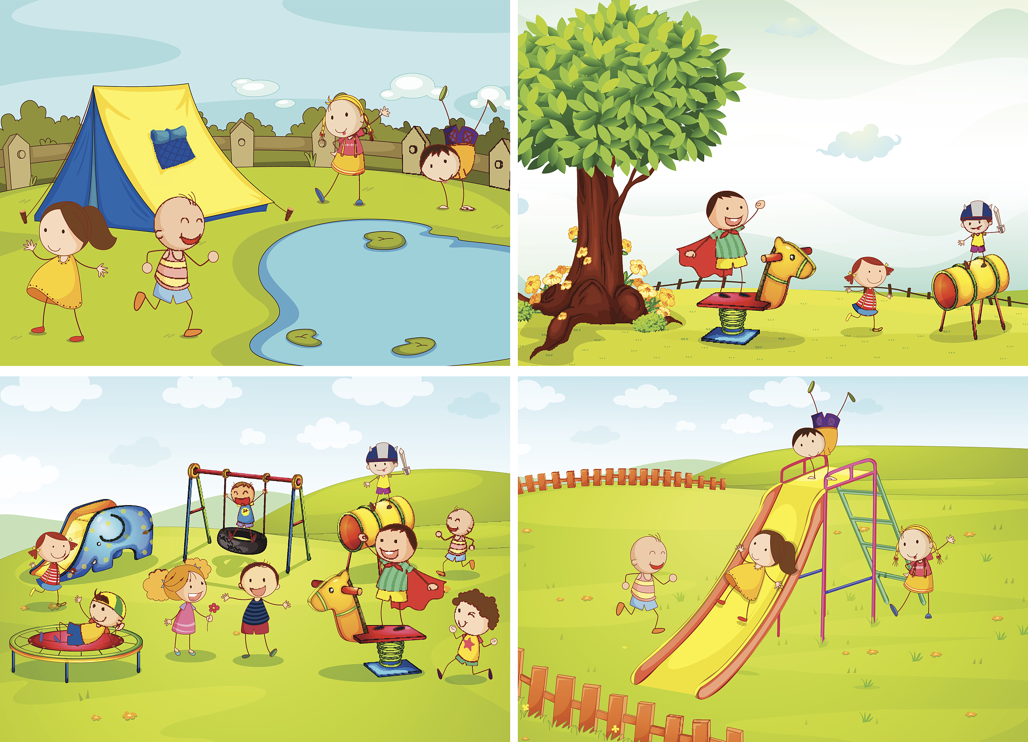 幼儿看图说故事：小明和小红的一天