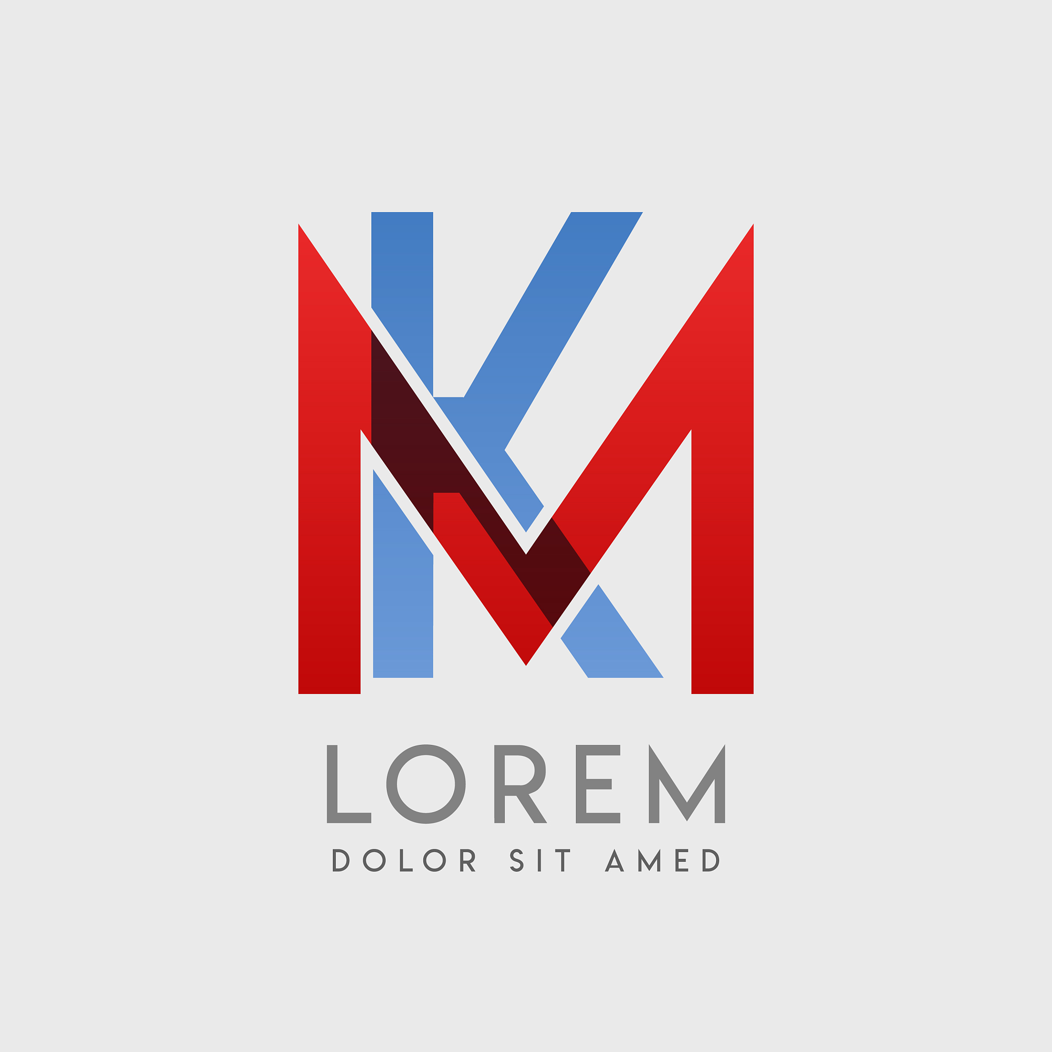 mk logo letters with blue and red gradation