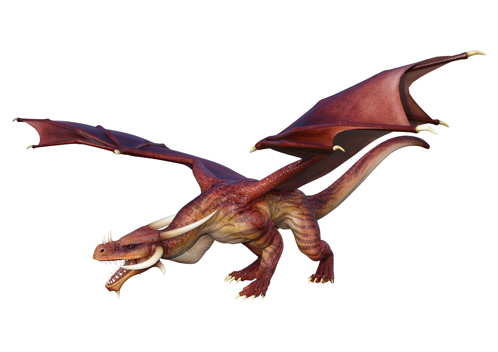 3d illustration fantasy dragon on white