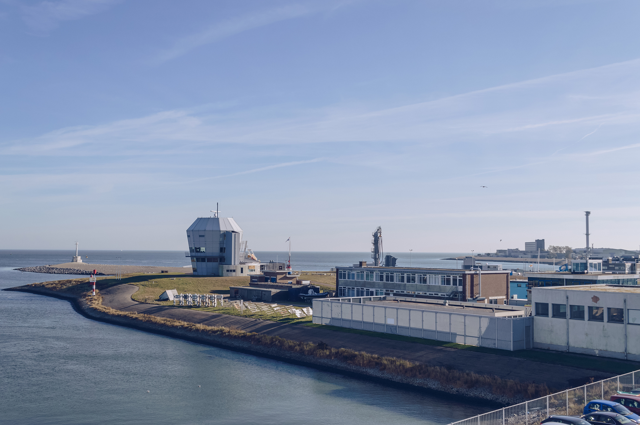 cityscape of den helder at coastline with royal netherlands yach