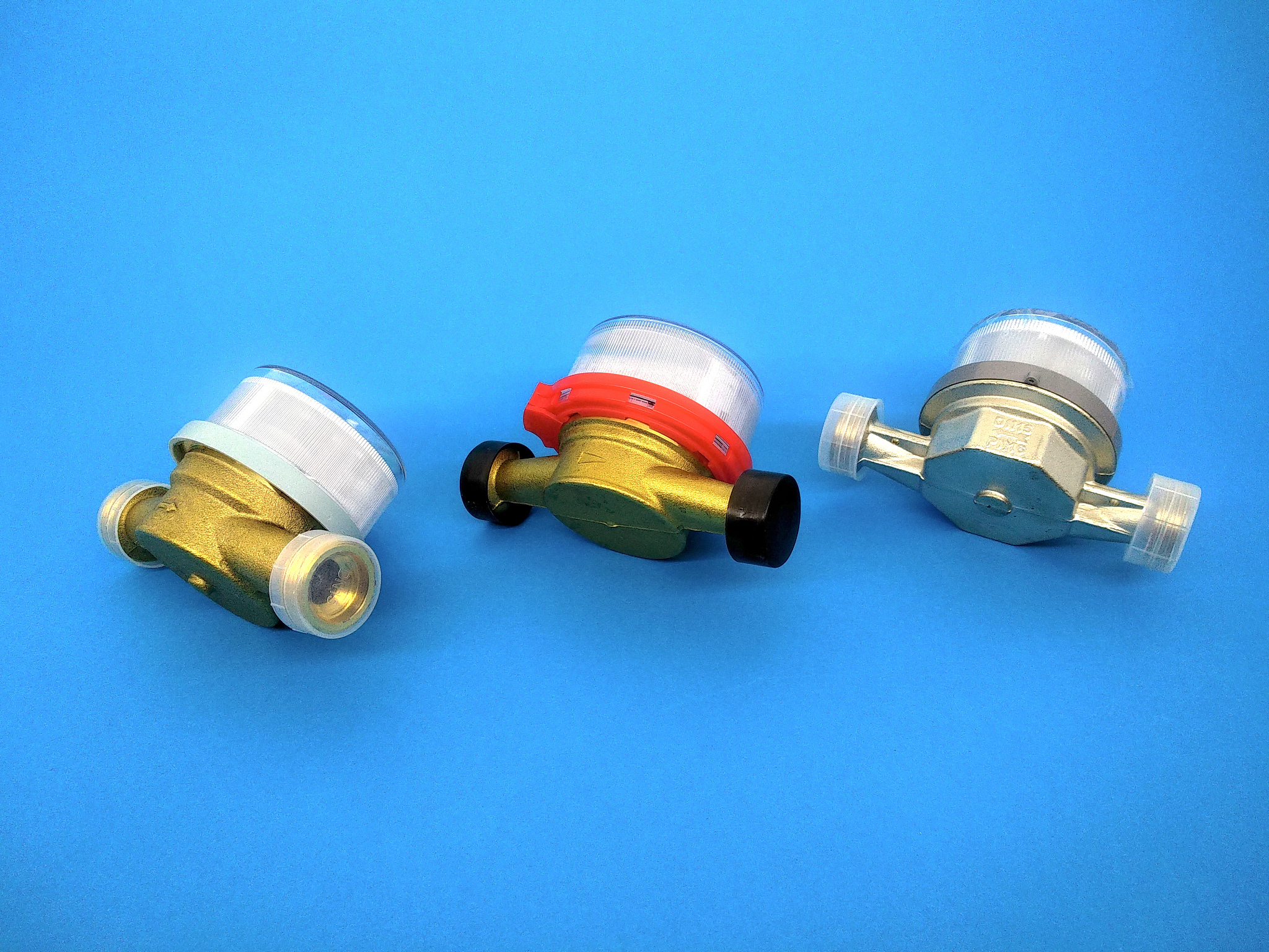 water meters on blue background