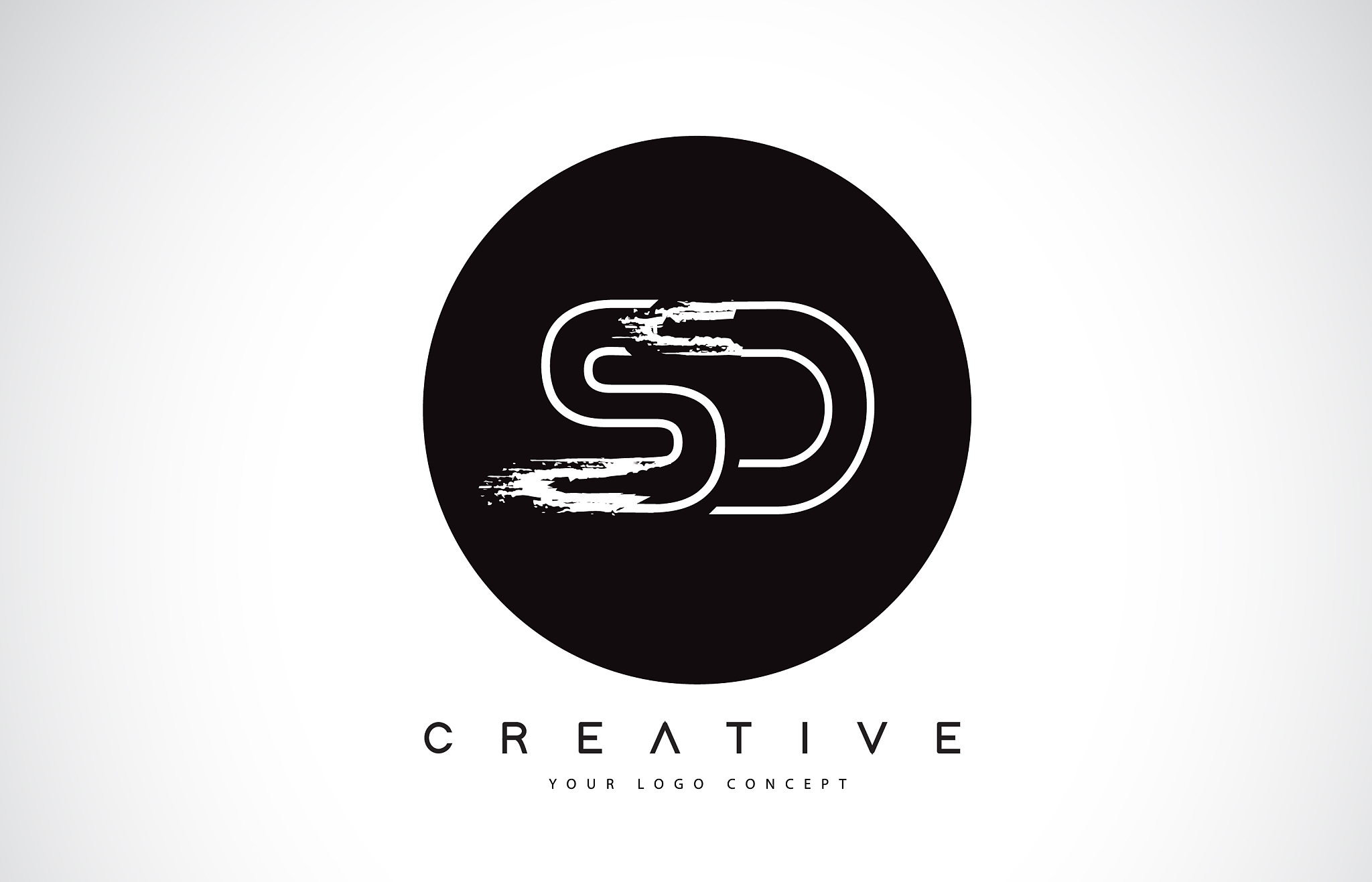 sd modern leter logo design with black and white