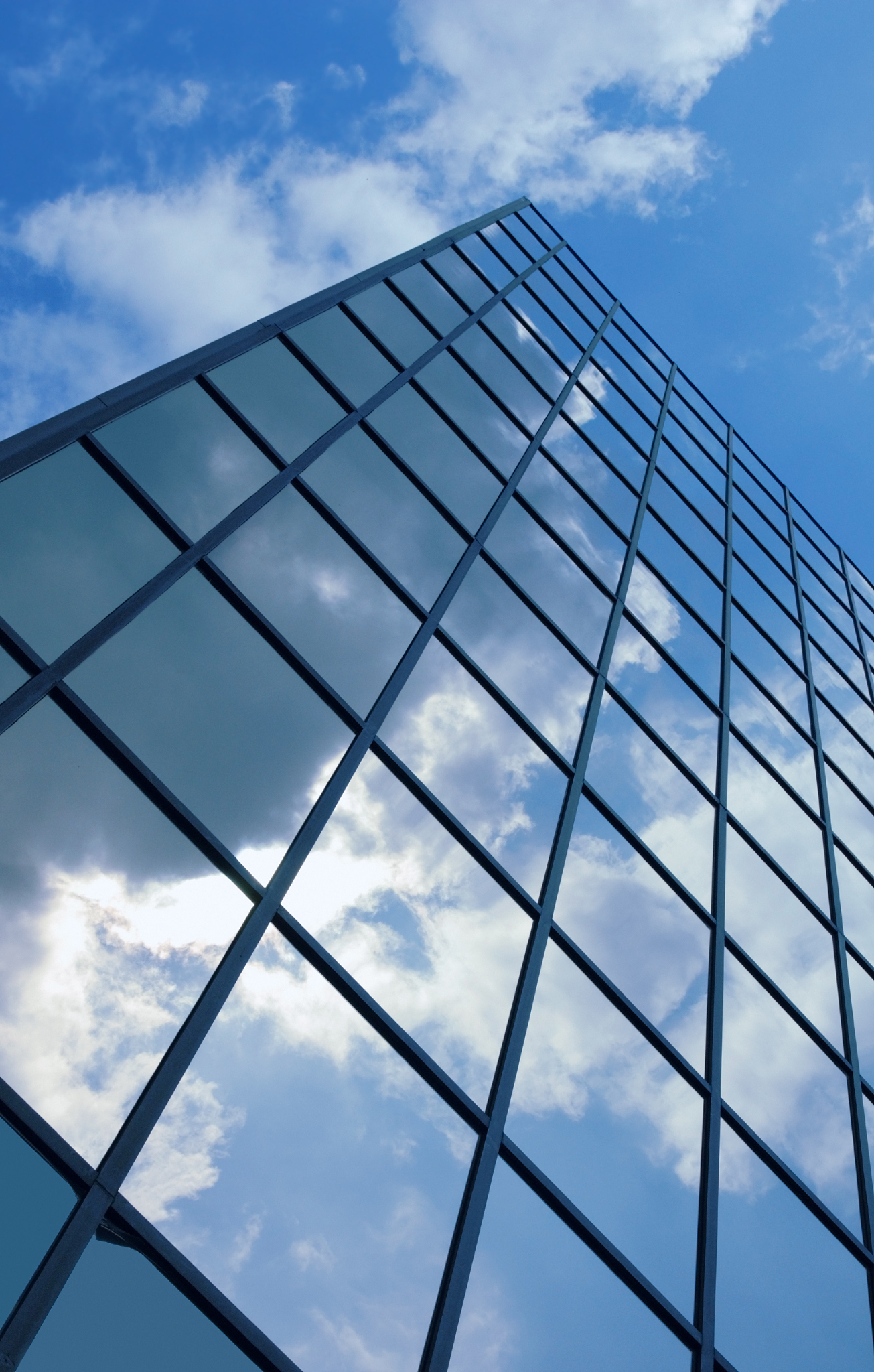 clouds on glass building