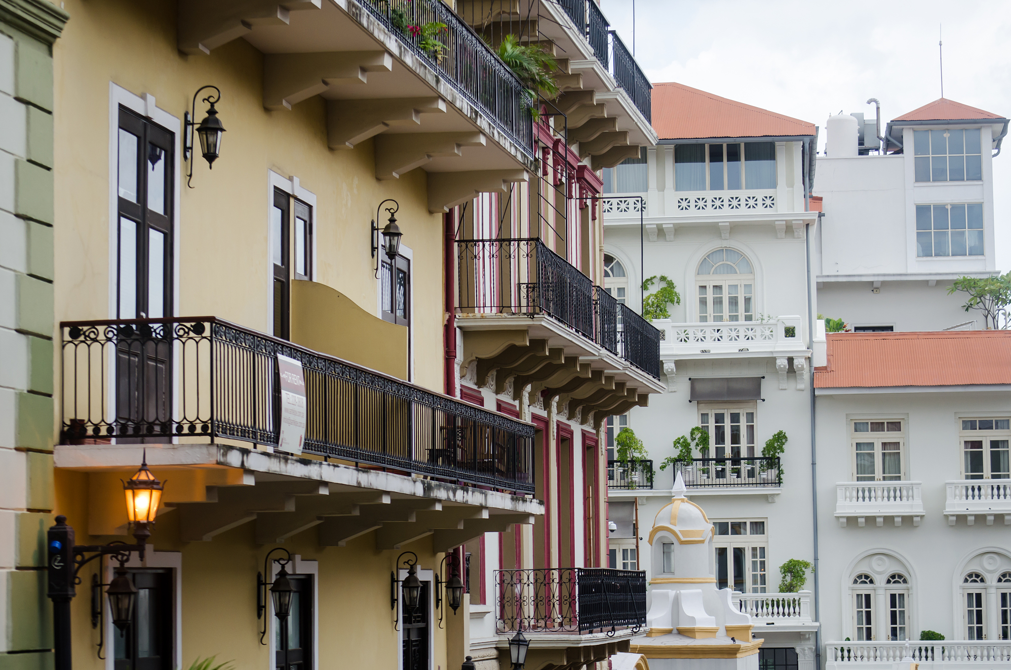 balconies of casco viejo as seen from e 10th st in panama city