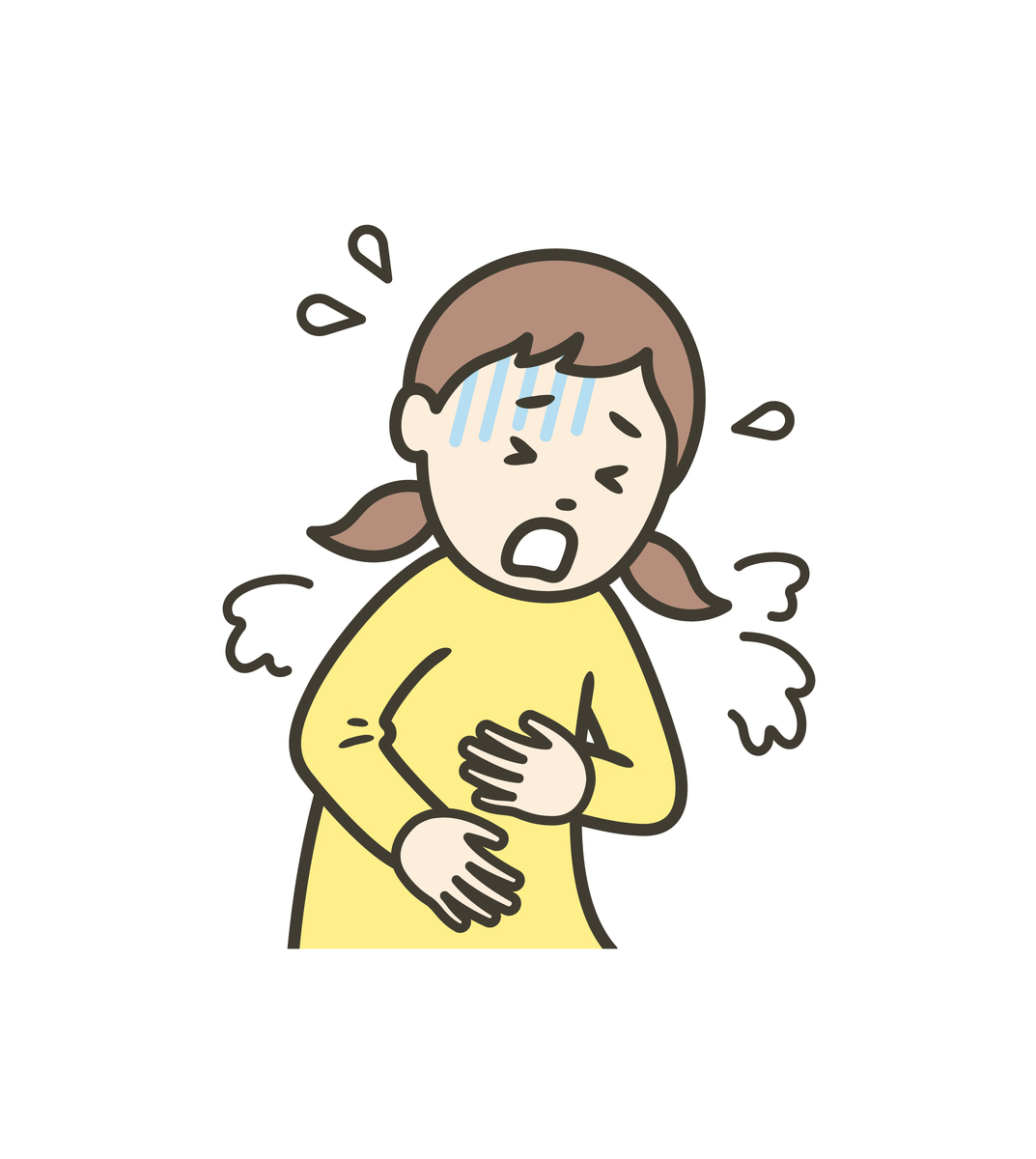 因诺如病毒或食物中毒而感到恶心呕吐的女孩