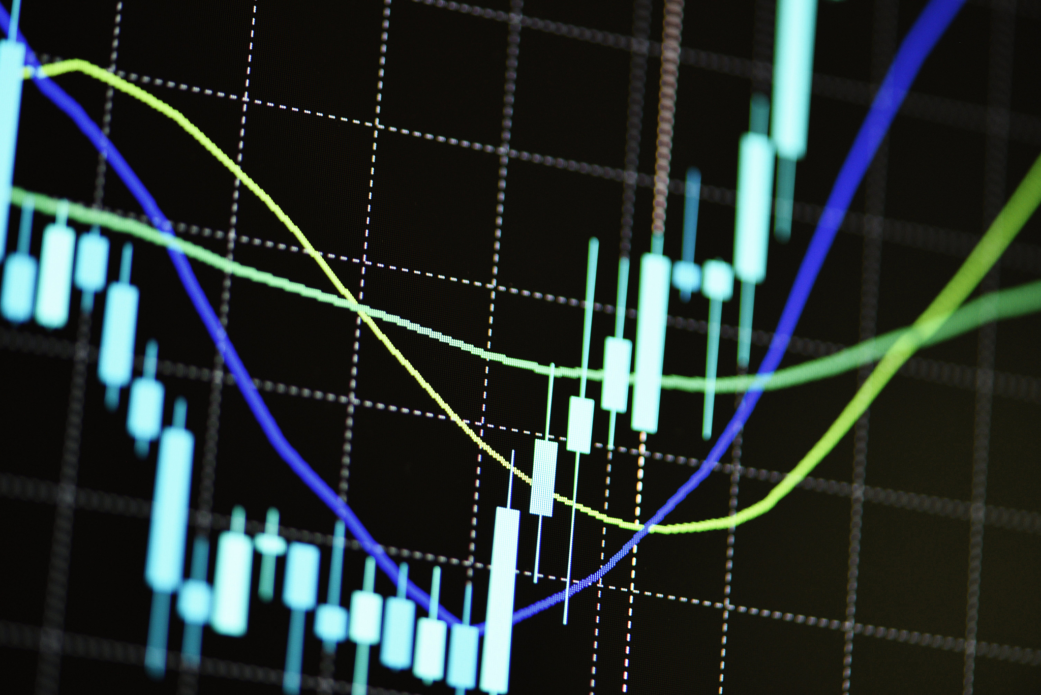 stock or forex trading indicator on computer monitor for investo