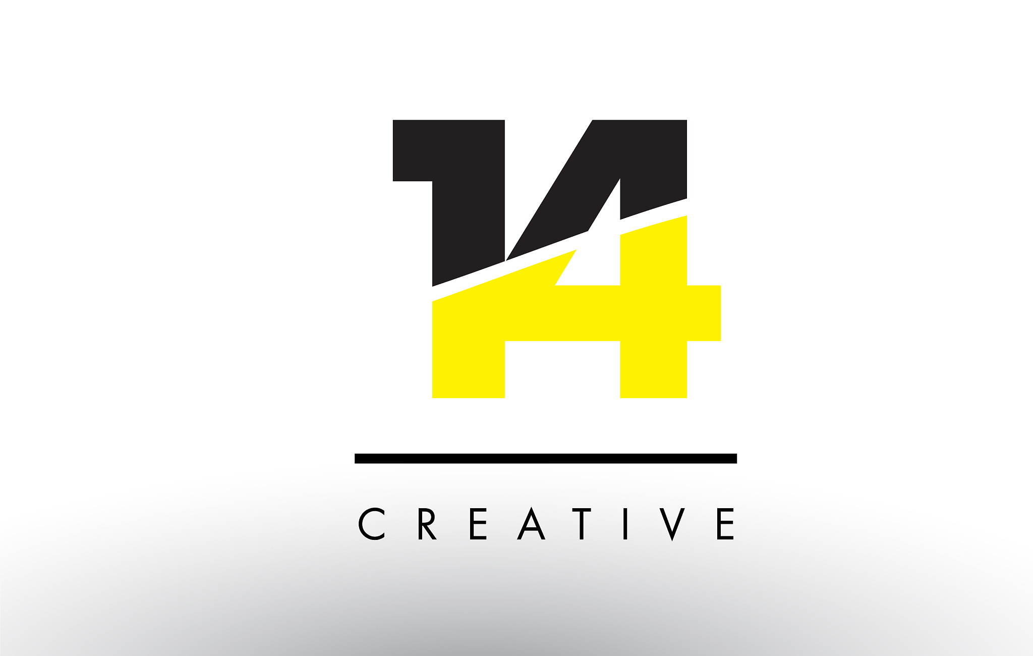 14 black and yellow number logo design