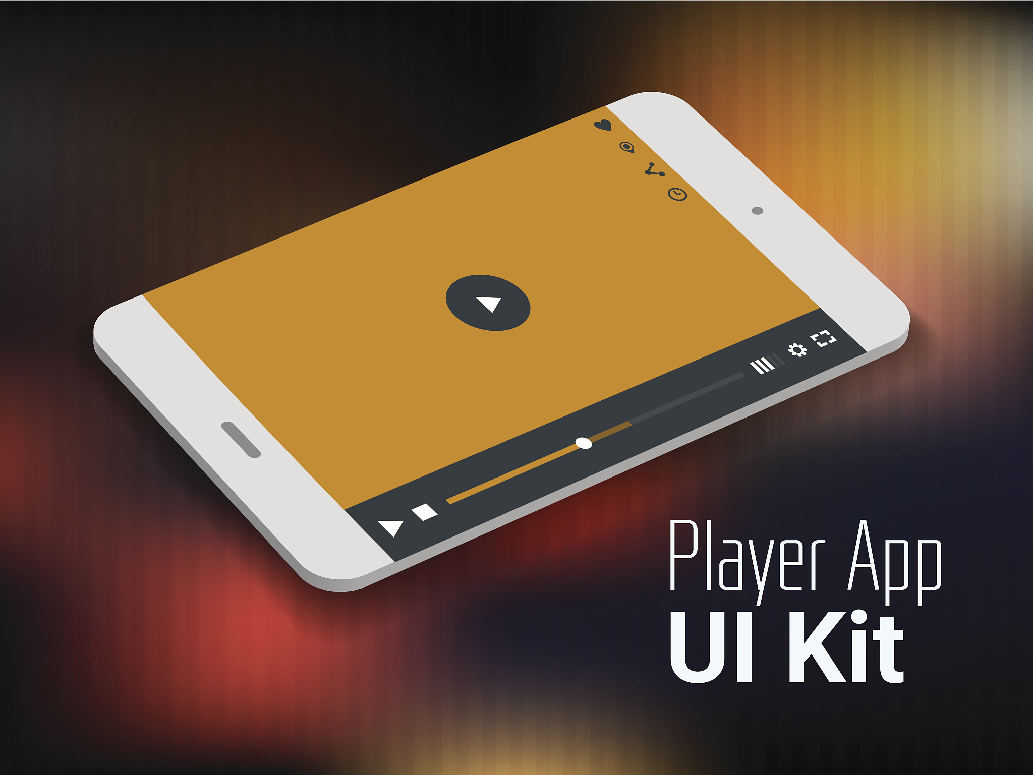 media player mobile app ui smartphone mockup