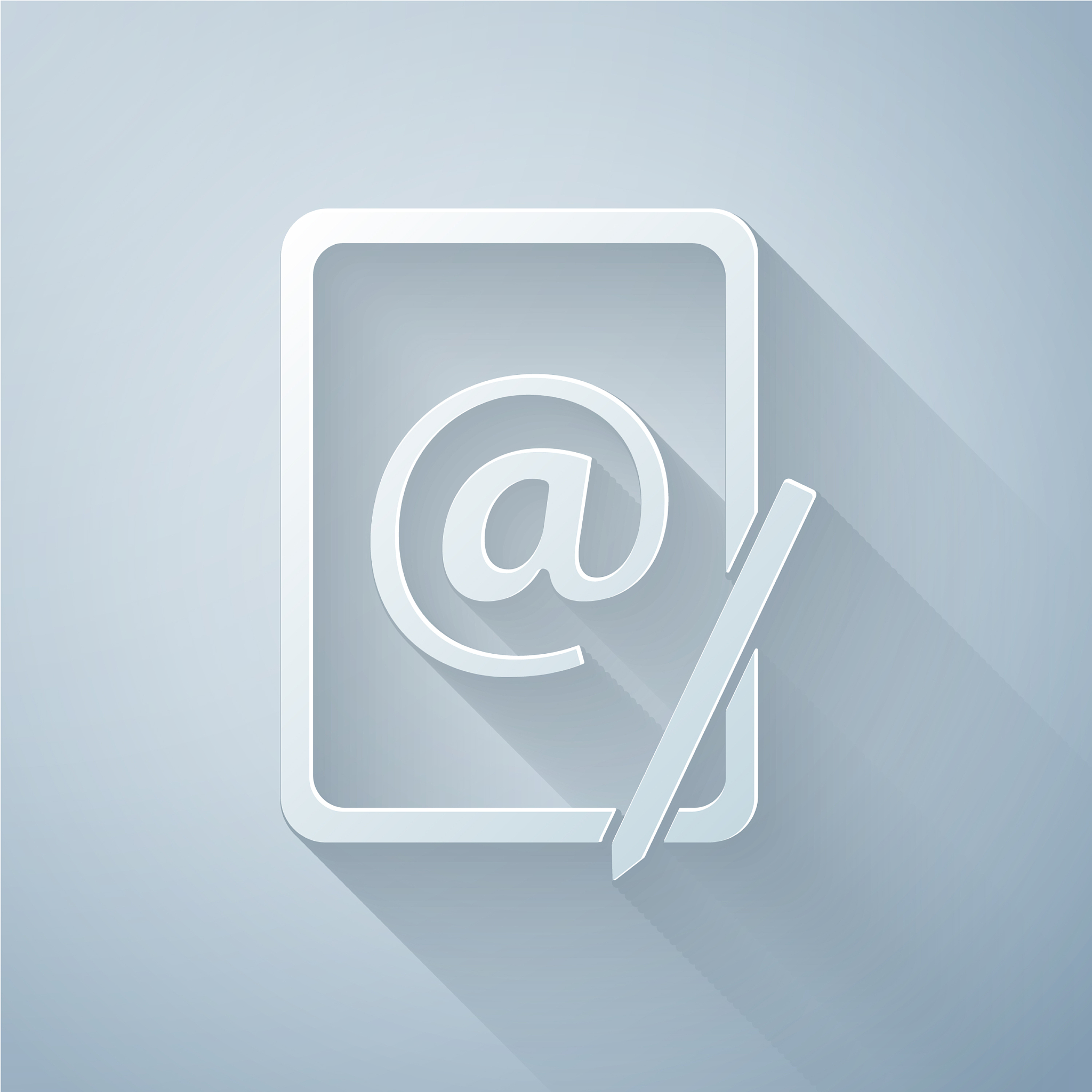paper cut mail and e-mail icon isolated on grey