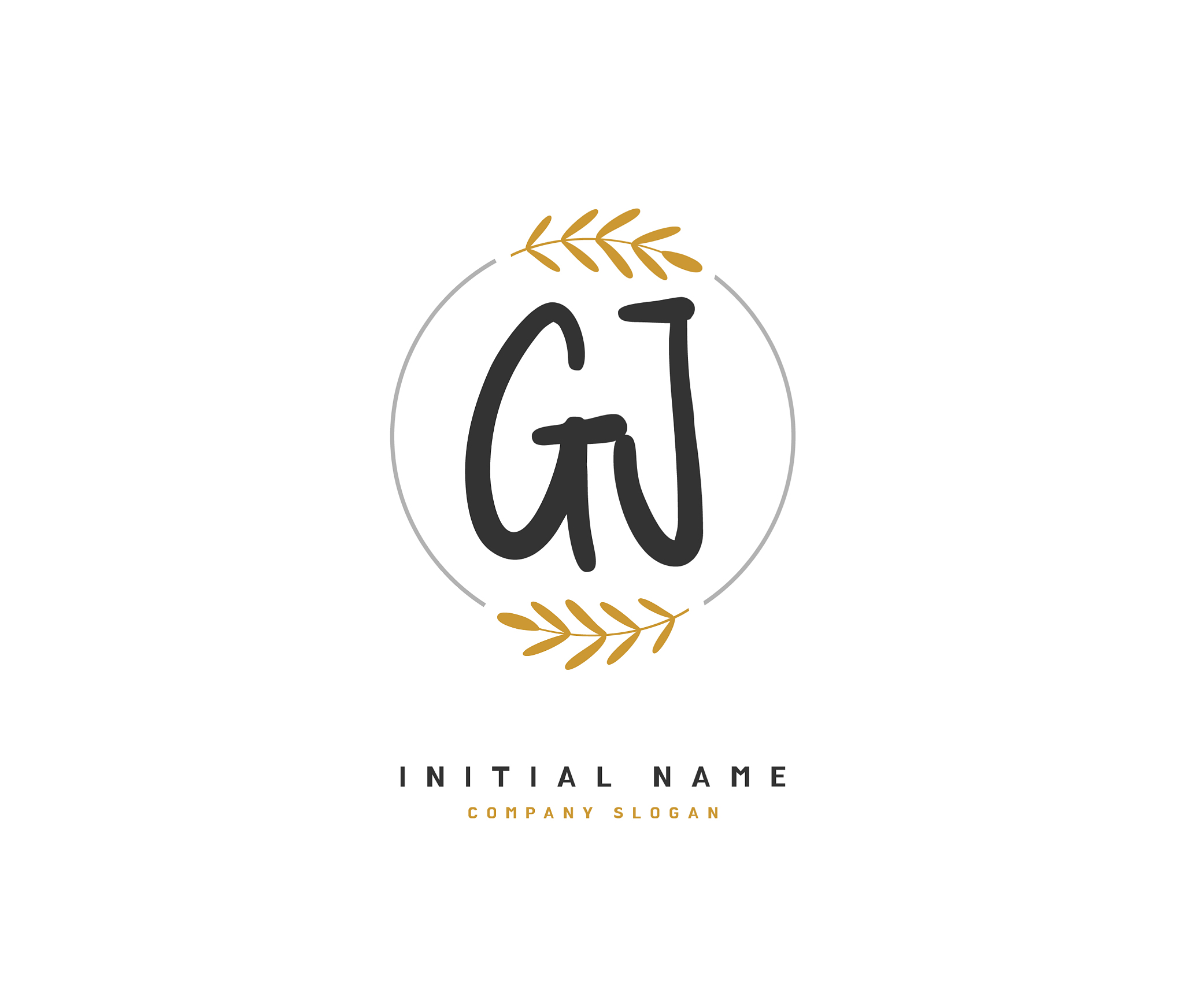 g j gj beauty initial logo handwriting logo of